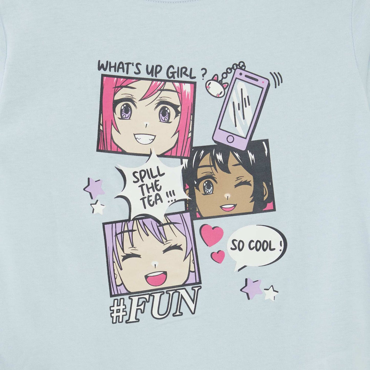 Camiseta estampada de manga larga AZUL