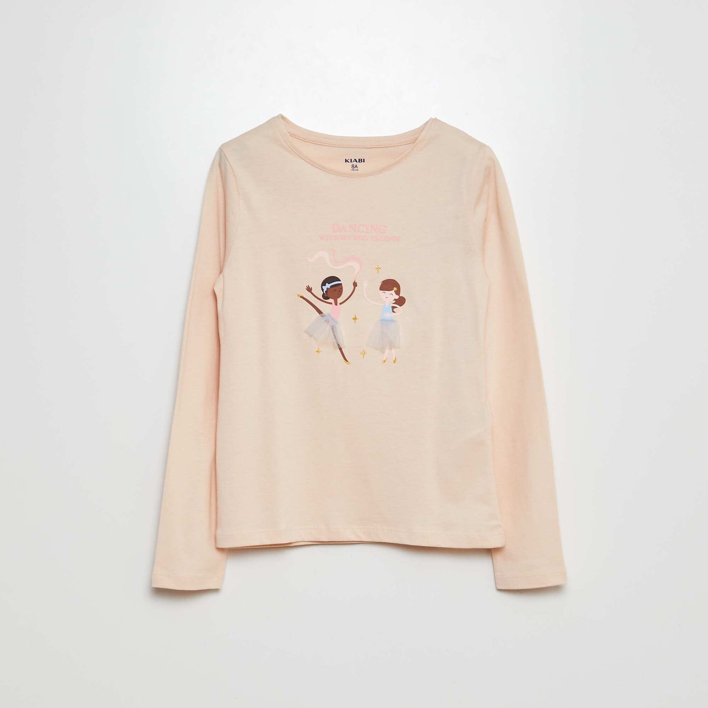 Camiseta de manga larga de punto estampado + relieve ROSA