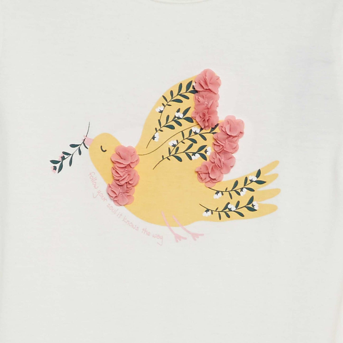 Camiseta de manga larga de punto estampado + relieve BEIGE