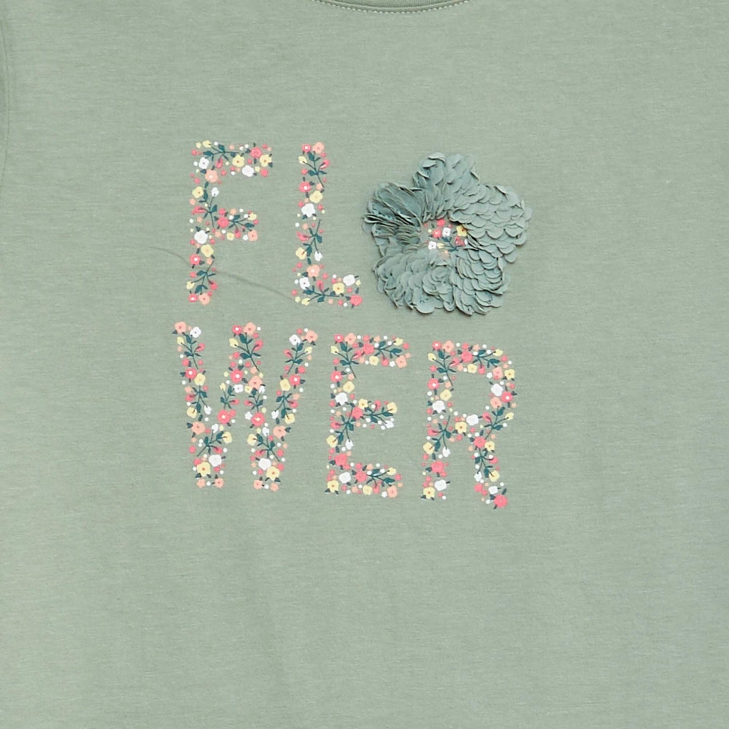Camiseta de manga larga de punto estampado + relieve VERDE