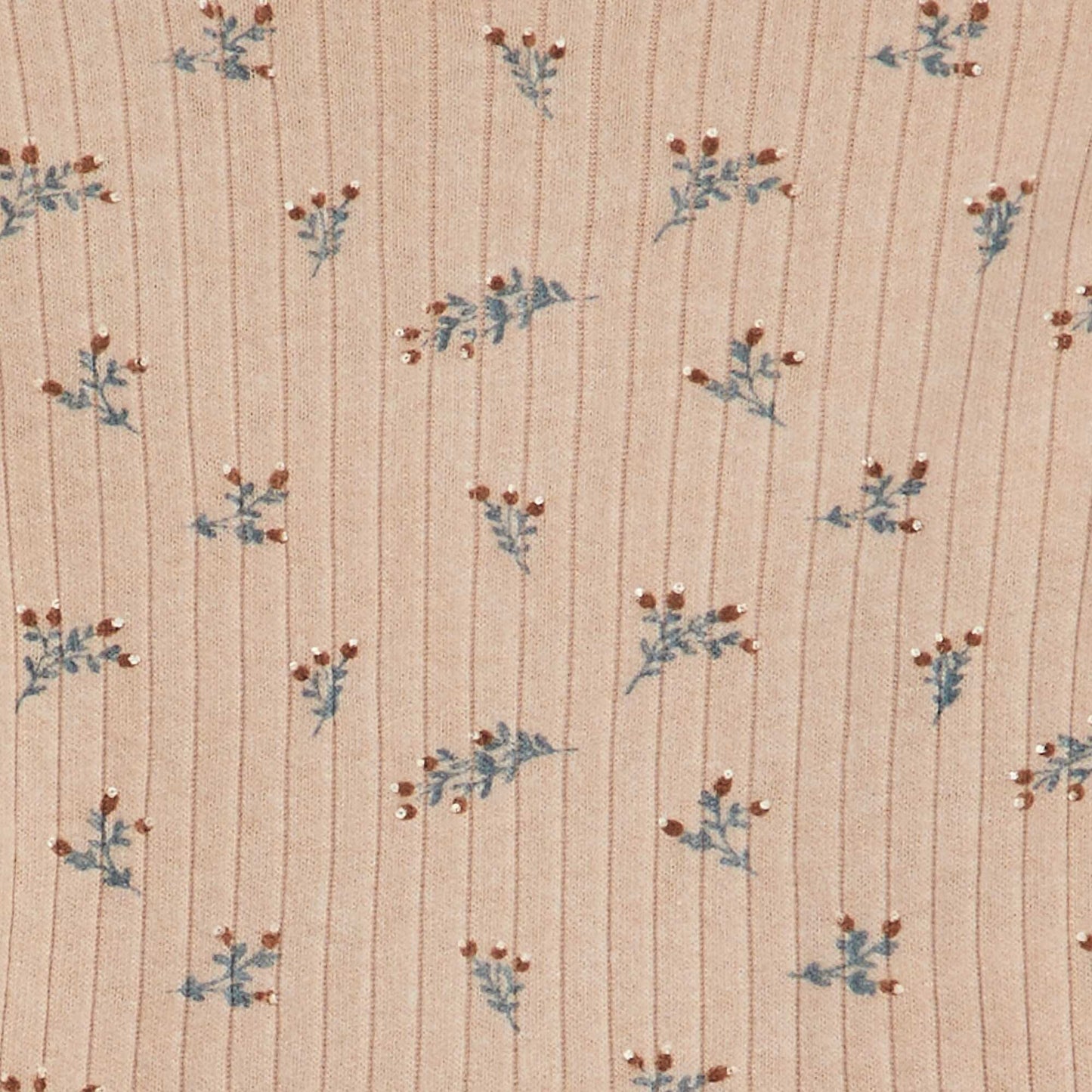 Camiseta de canalé de manga larga con volantes en las sisas BEIGE