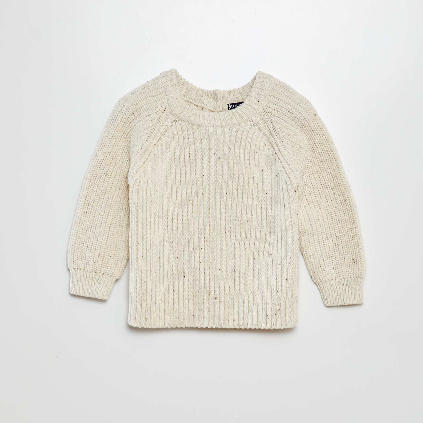 Sweater de punto con 3 botones en el cuello BEIGE