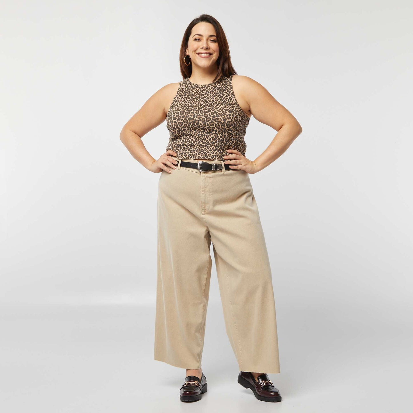Pantalón ancho/wide leg BEIGE