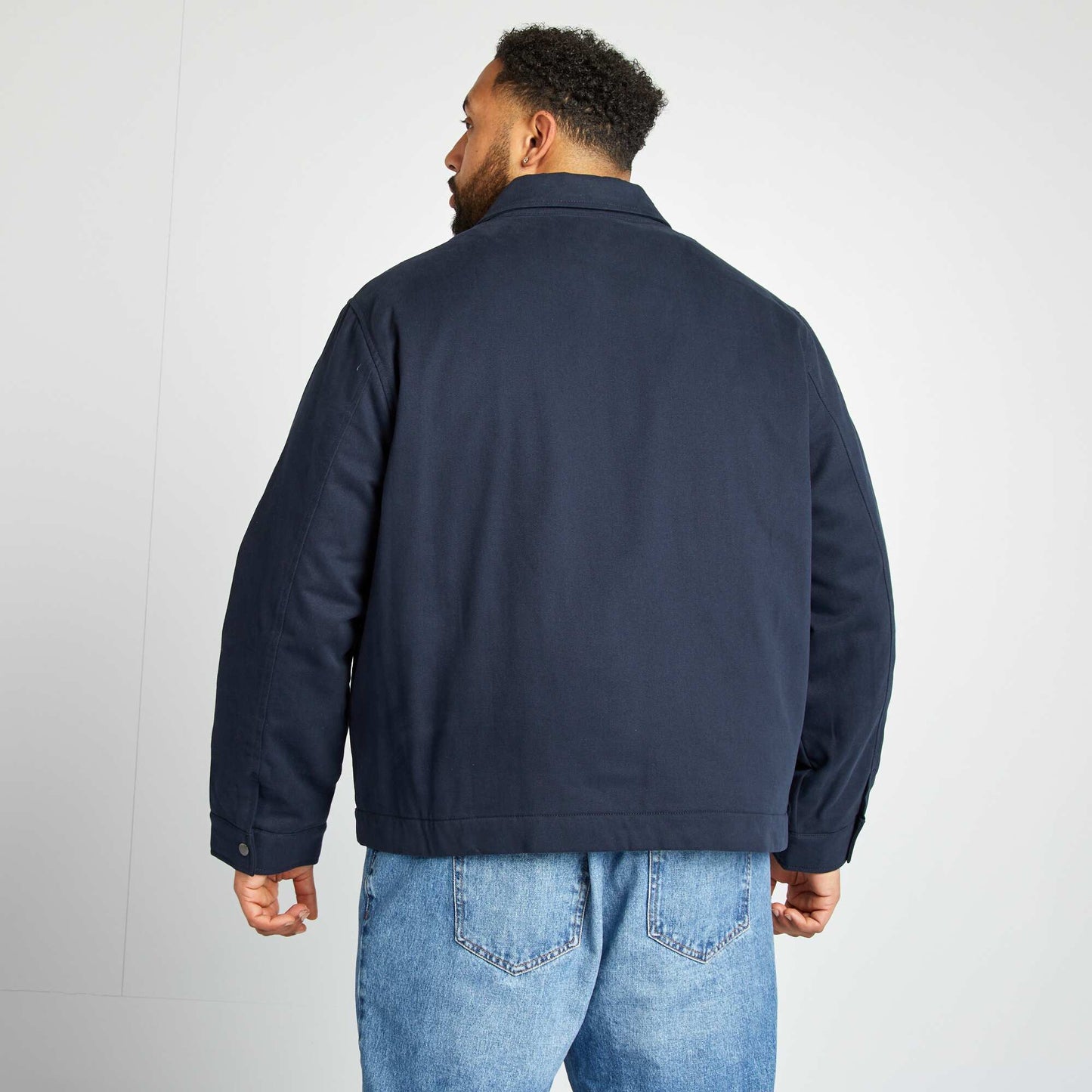 Campera corta lisa con cremallera AZUL
