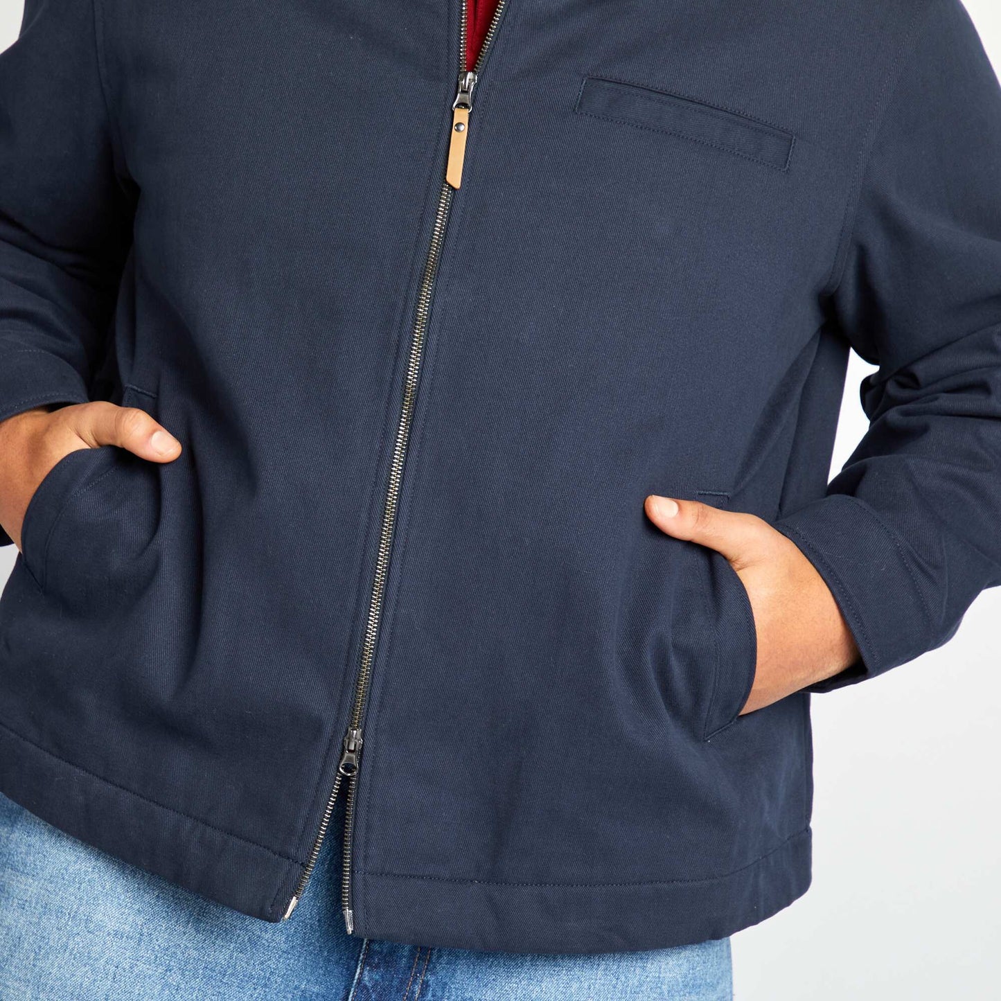 Campera corta lisa con cremallera AZUL
