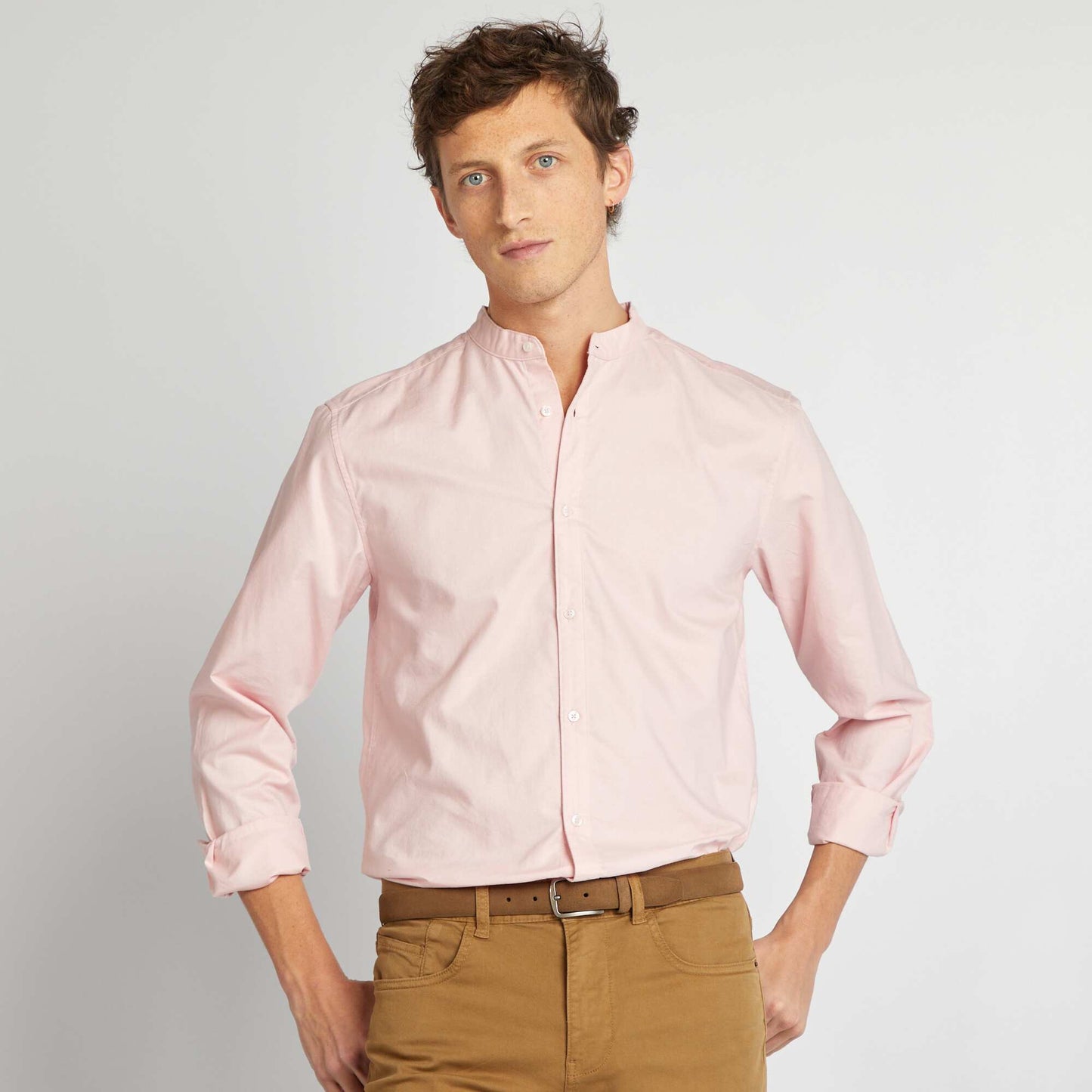 Camisa oxford con cuello mao ROSA