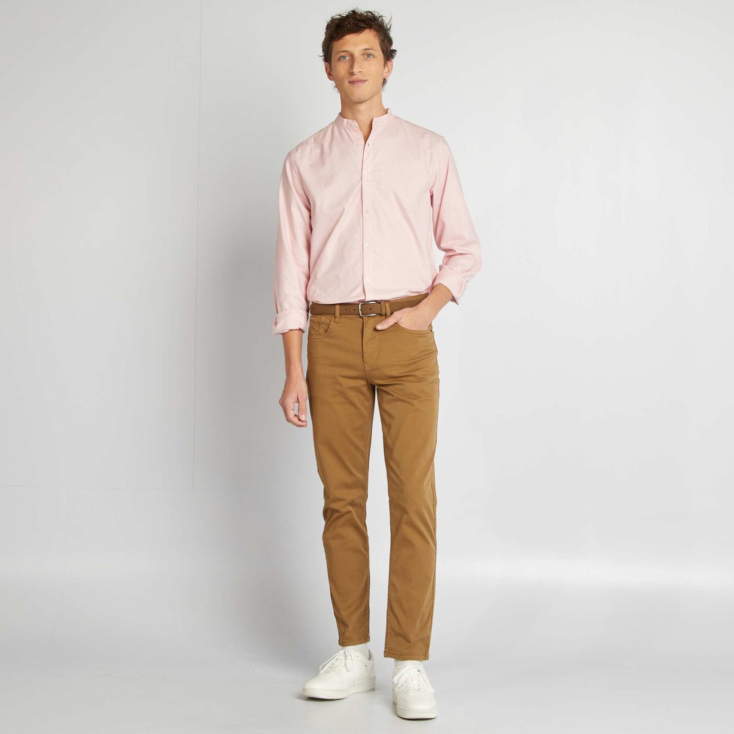 Camisa oxford con cuello mao ROSA
