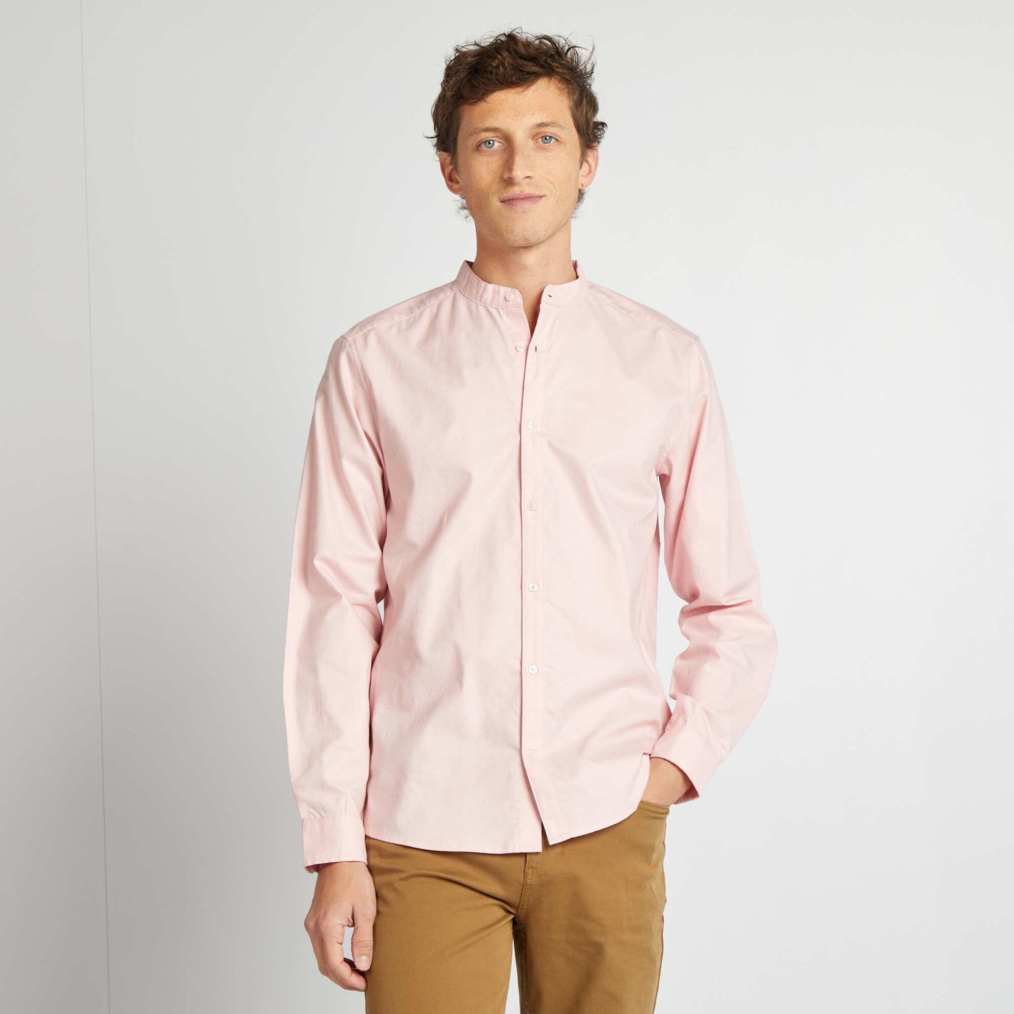 Camisa oxford con cuello mao ROSA