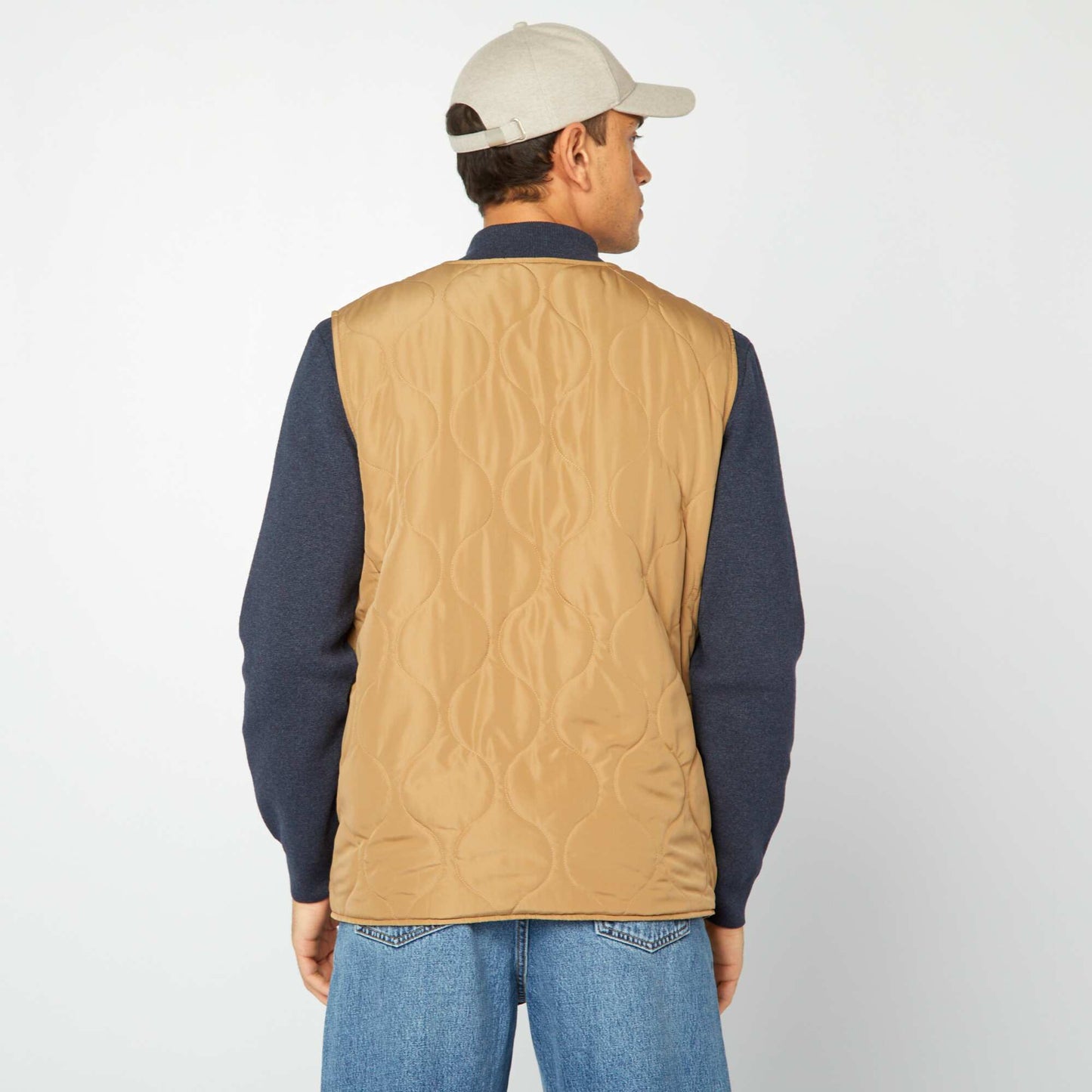 Gabardina midi chaleco acolchado en el interior BEIGE