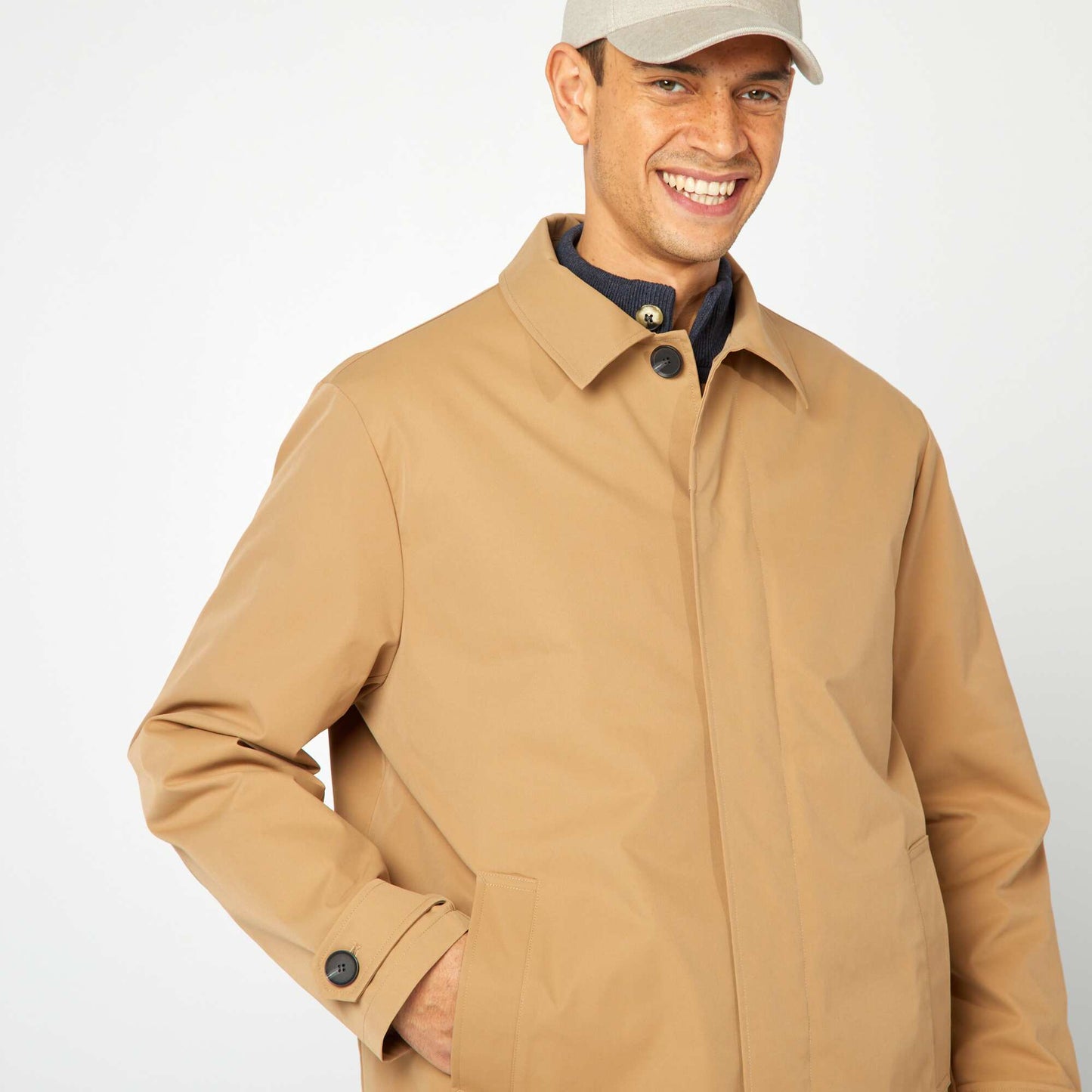 Gabardina midi chaleco acolchado en el interior BEIGE