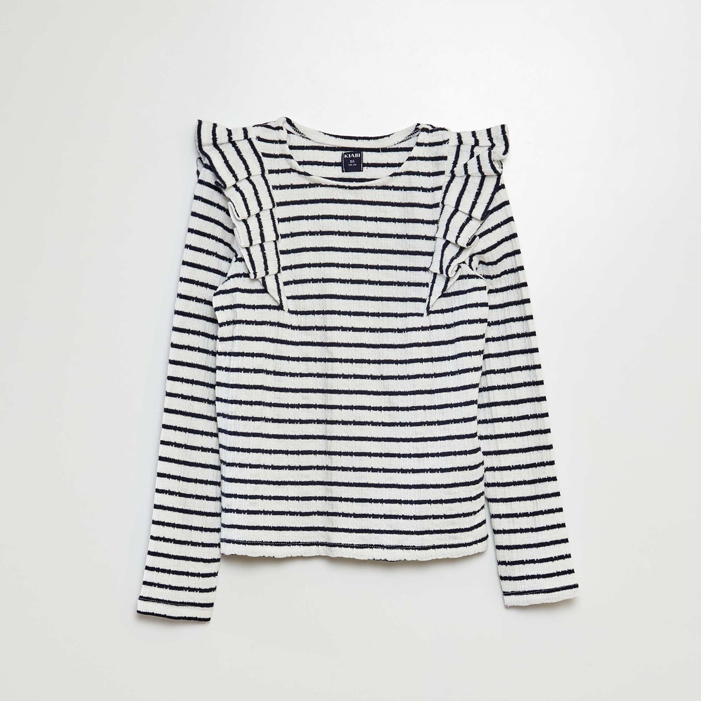 Camisa de rayas con detalles de volantes AZUL