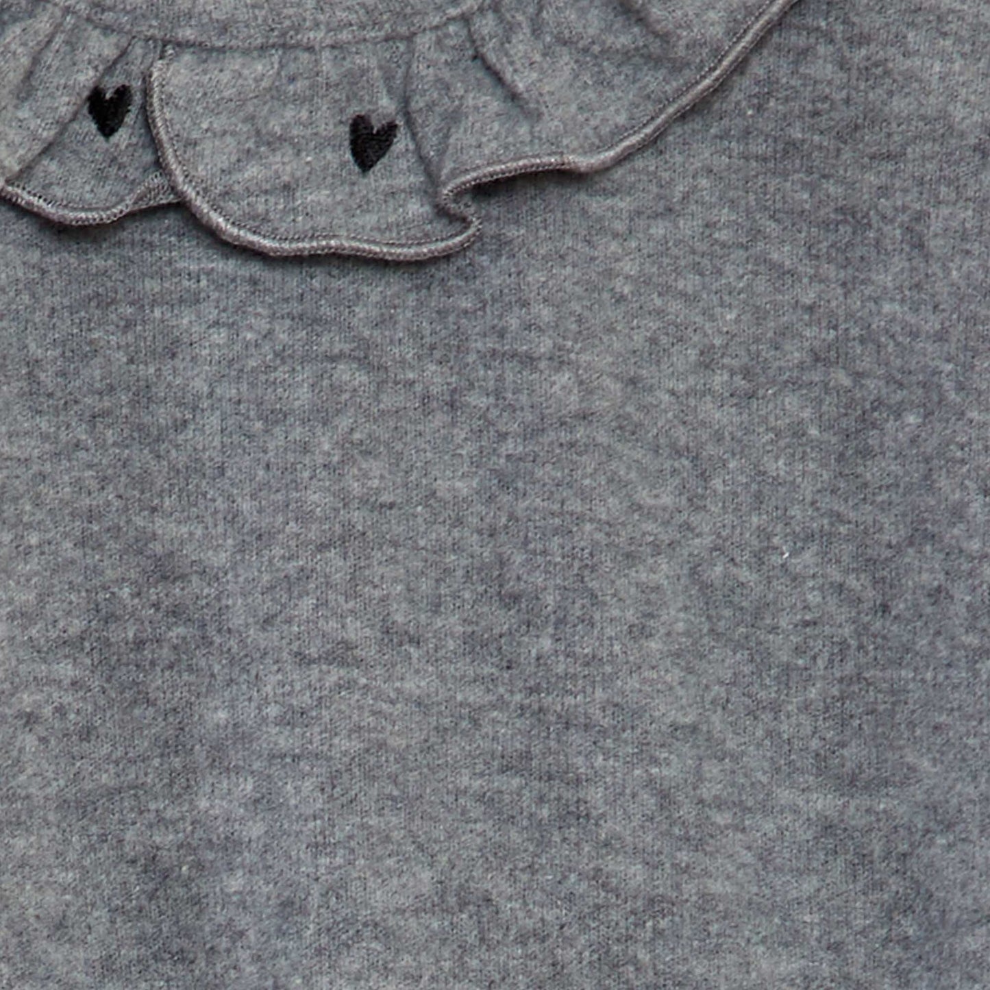 Sweater de punto suave con cuello con volantes GRIS