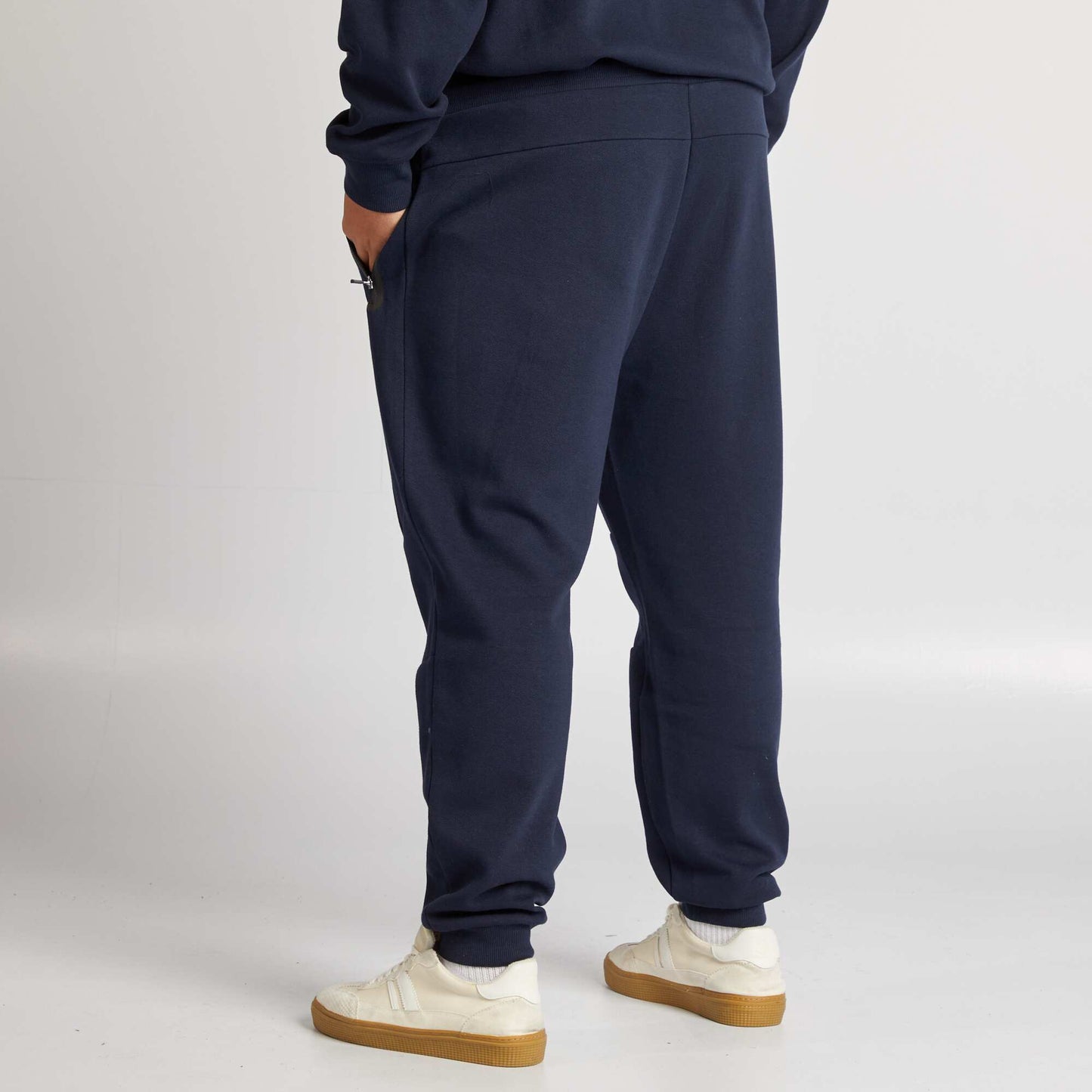 Pantalón de chándal de punto de piqué con bolsillos con cremallera AZUL