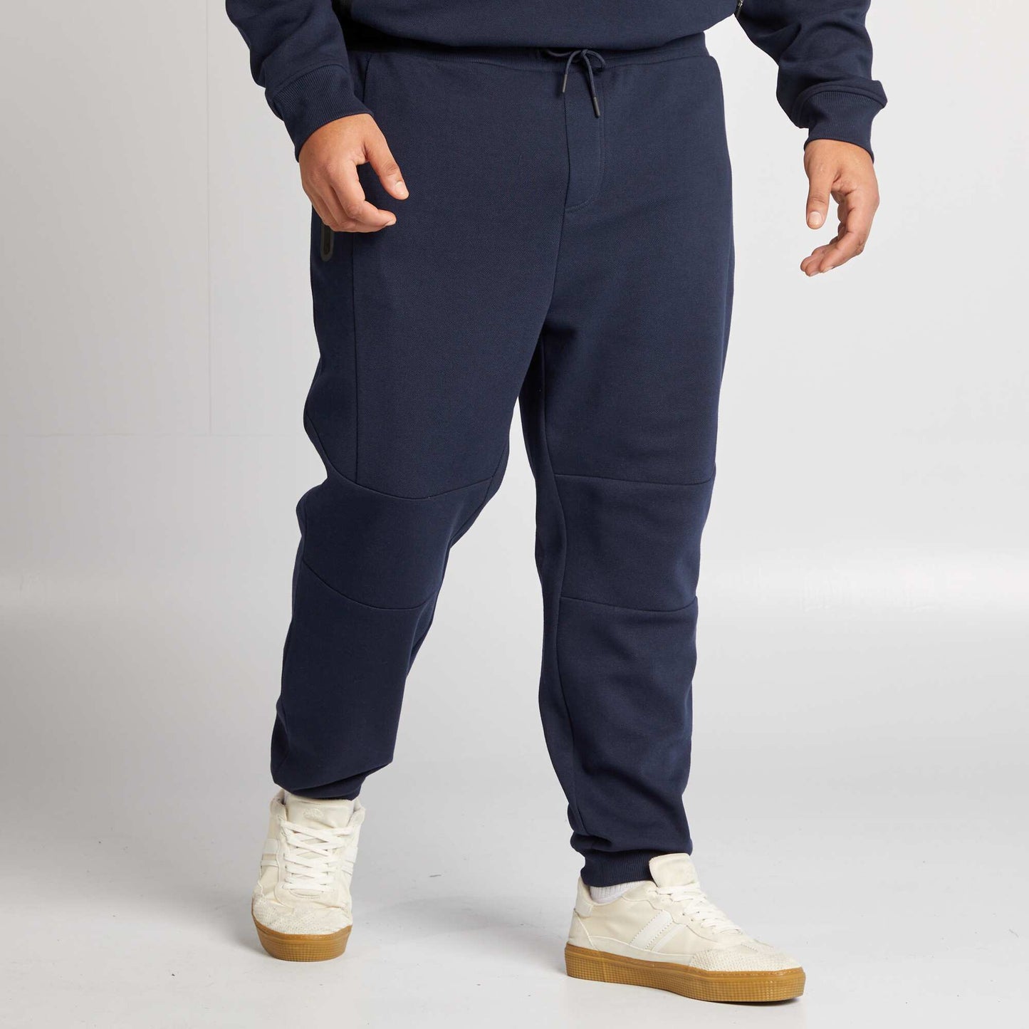 Pantalón de chándal de punto de piqué con bolsillos con cremallera AZUL