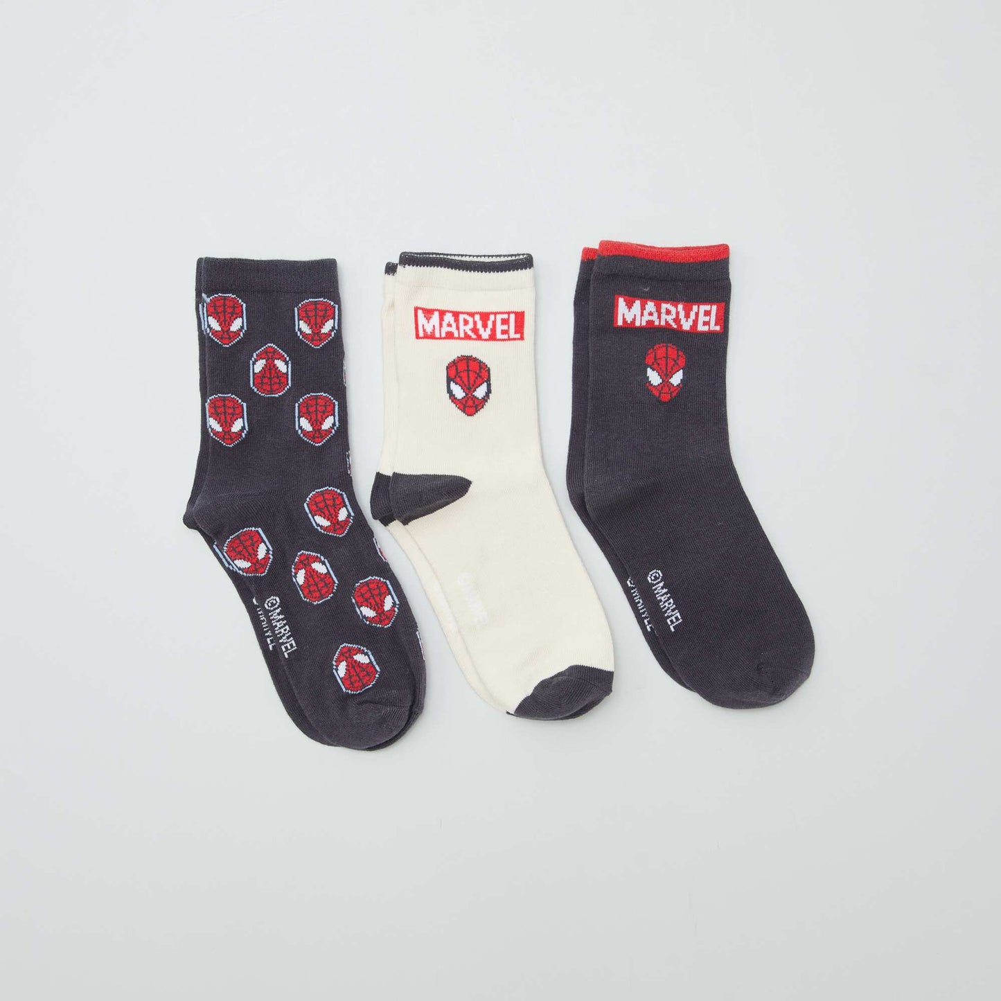 Pack de 3 medias altura media 'Spider-man' GRIS