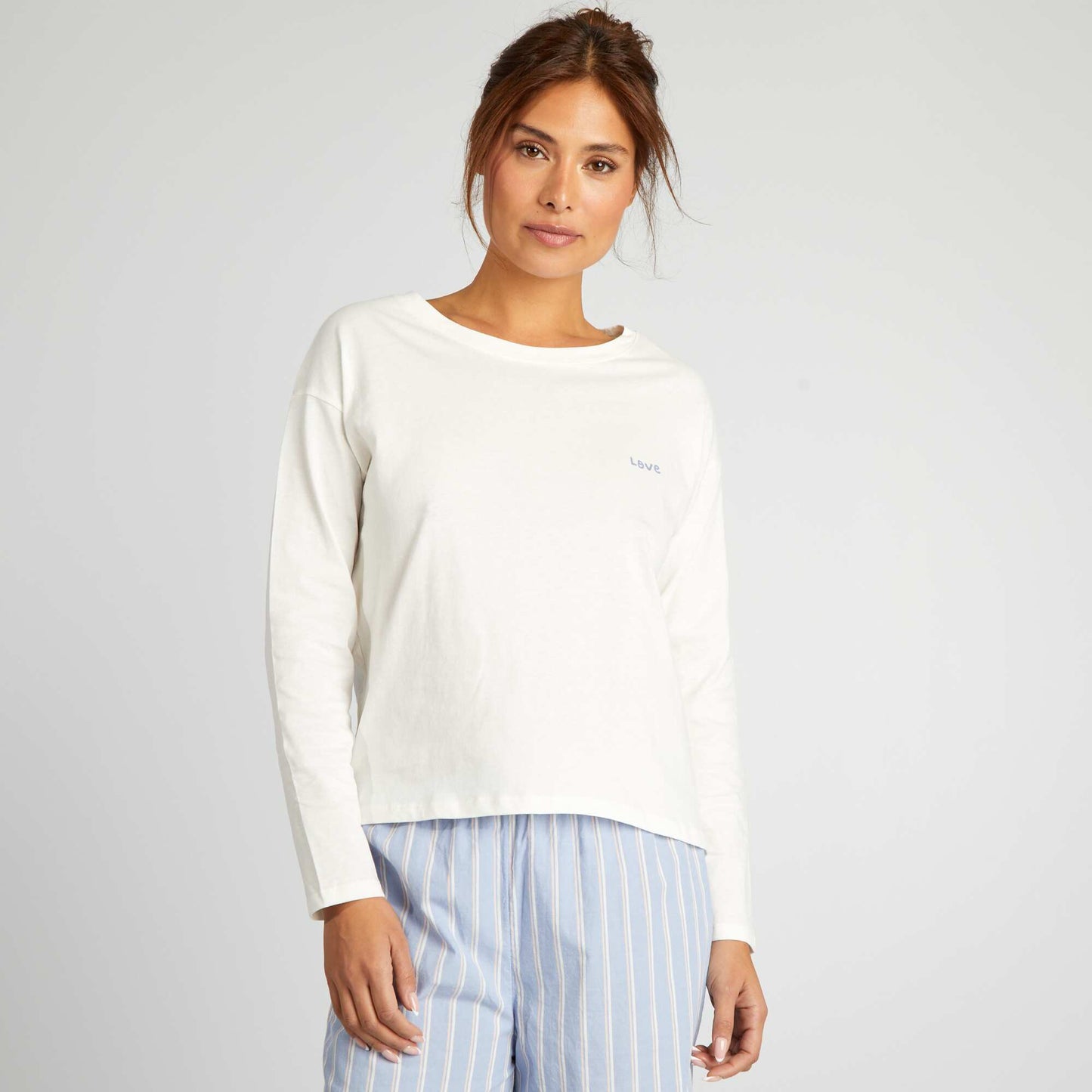 Conjunto de pijama con camiseta + pantalón - 2 piezas BLANCO