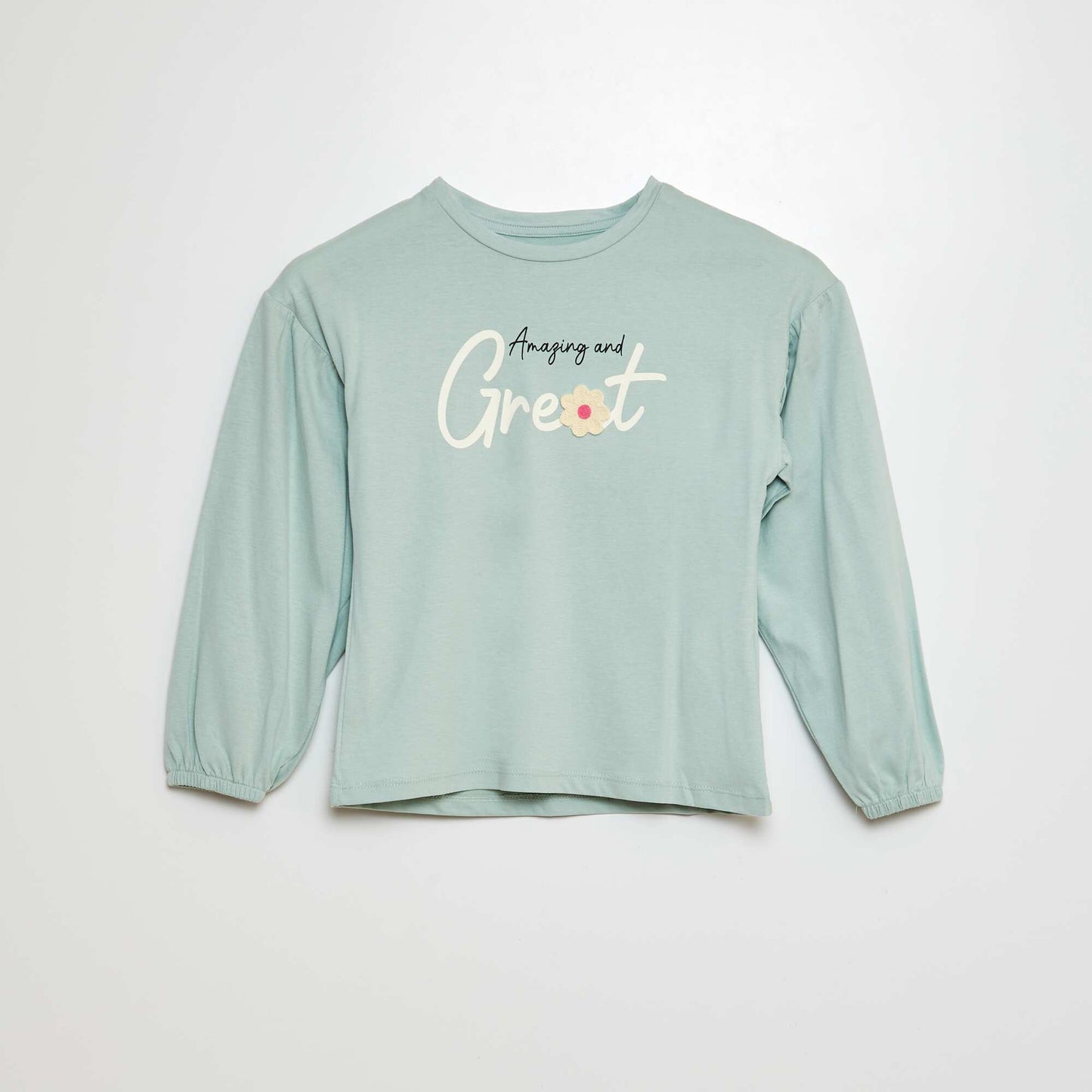 Camiseta con bordado y frunces en las sisas AZUL
