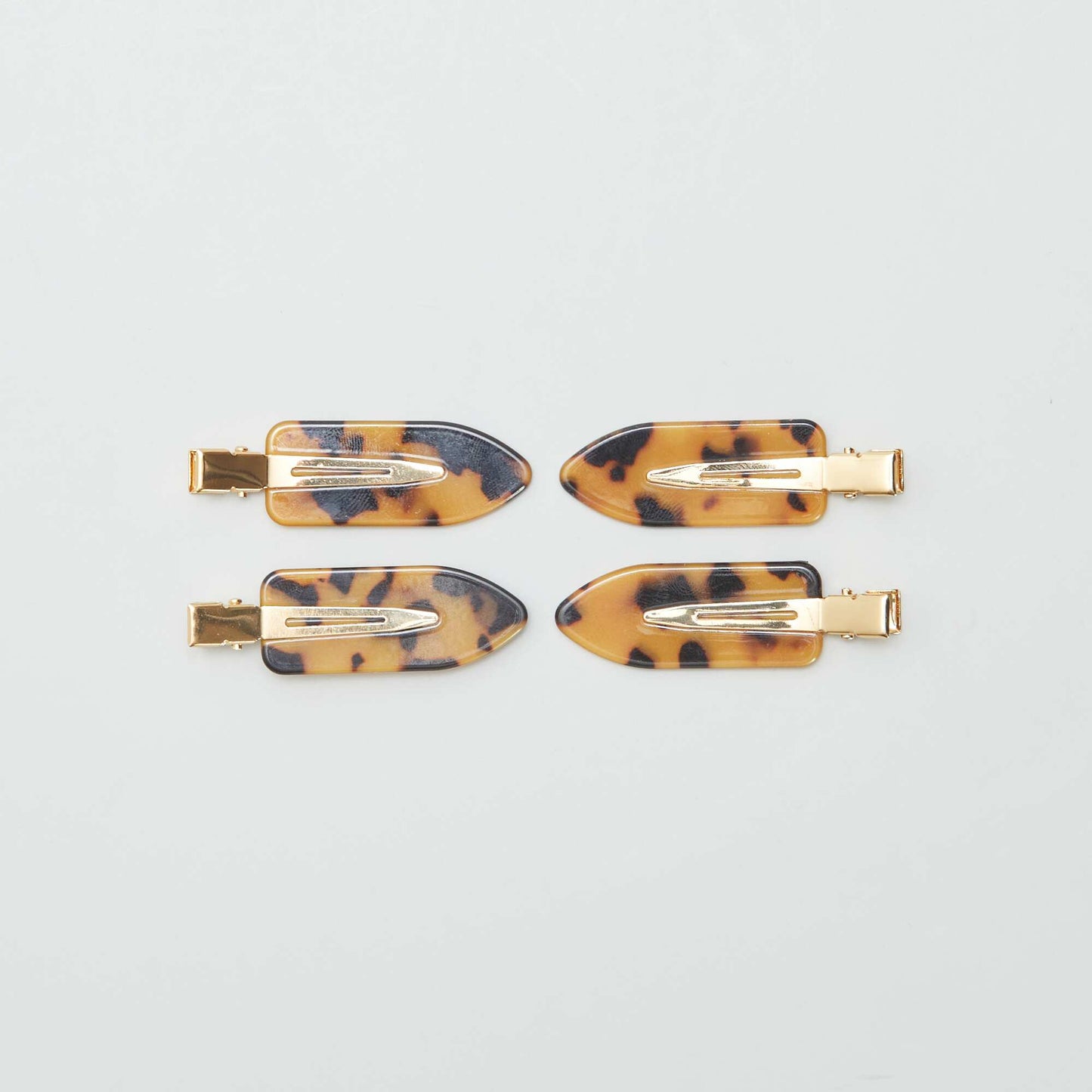 Pinzas planas leopardo - Pack de 4 MARRON