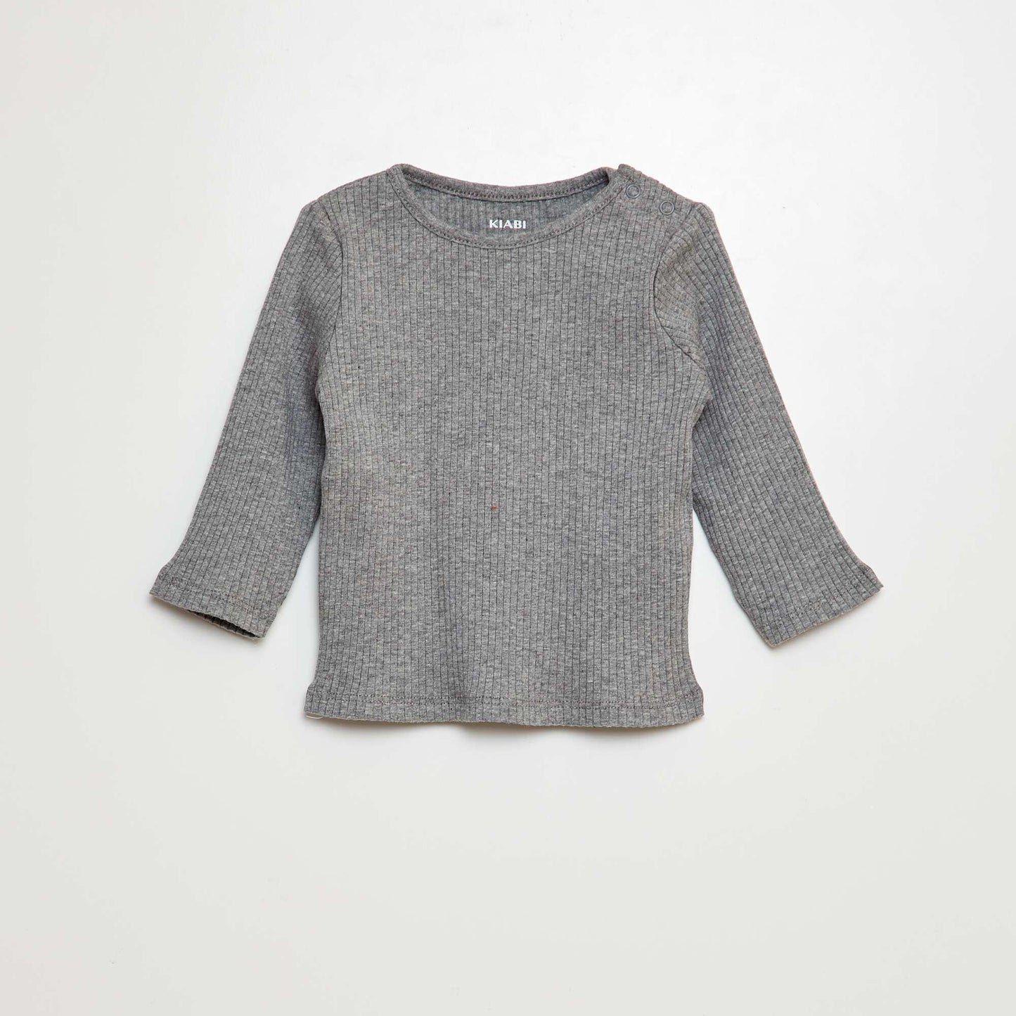 Pack de 2 camisetas lisas de canalé de manga larga GRIS