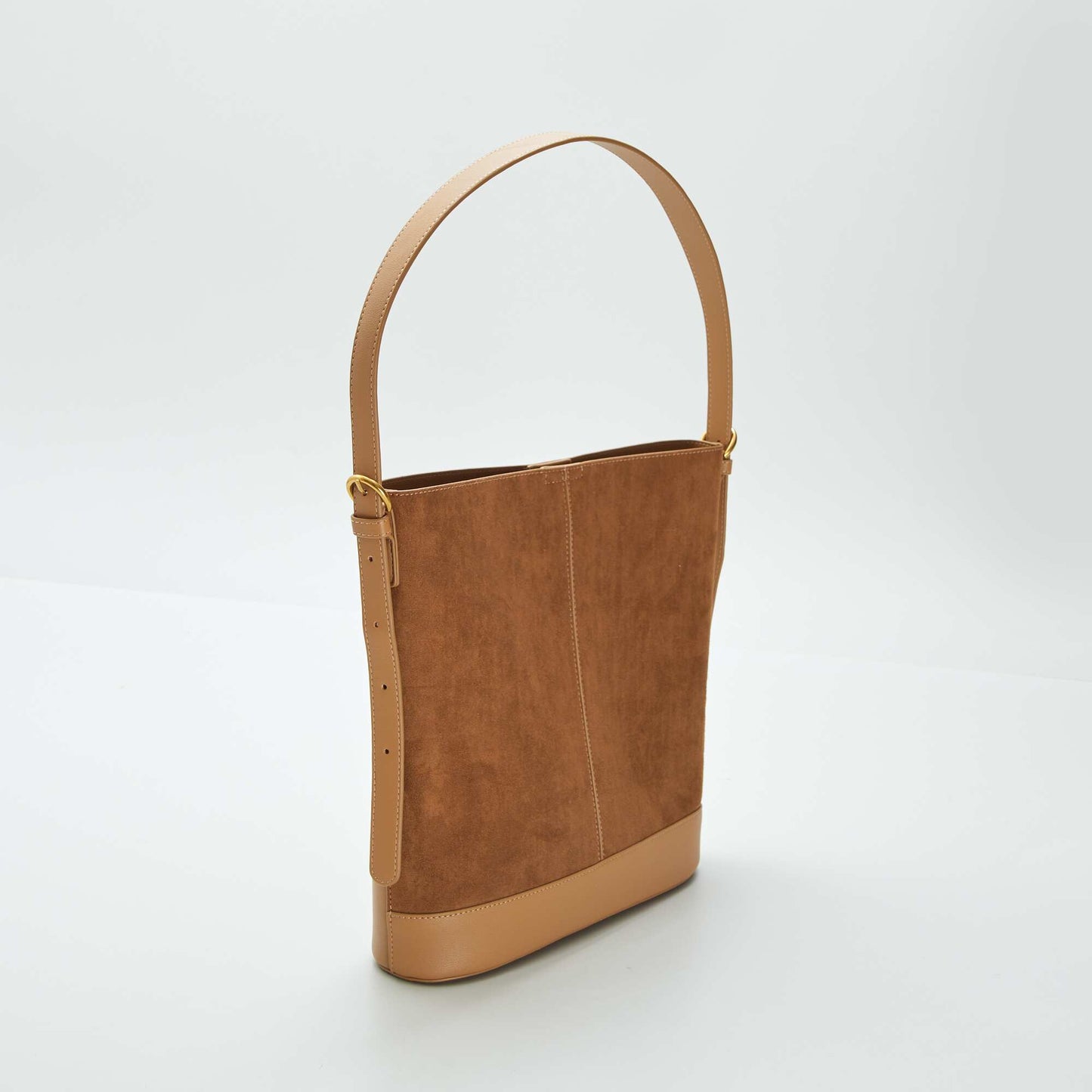 Bolso bombonera de dos materiales MARRON