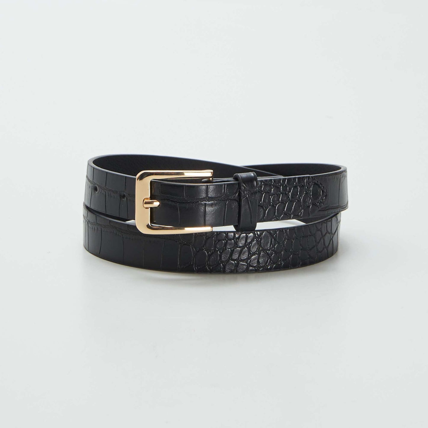 Cinturón fino estampado leopardo NEGRO