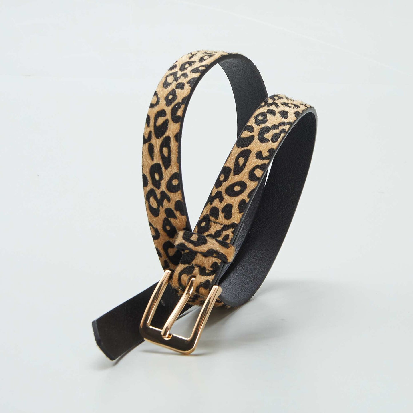 Cinturón fino estampado leopardo MARRON