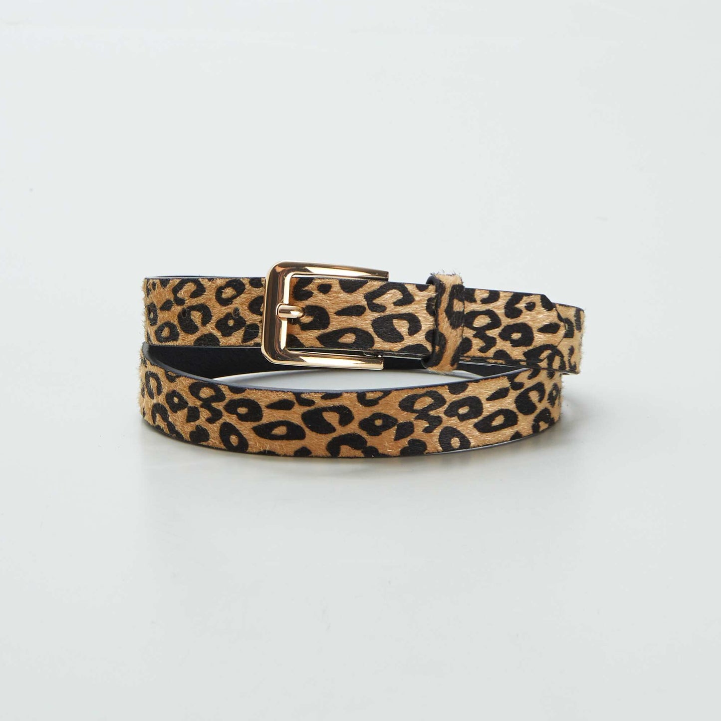 Cinturón fino estampado leopardo MARRON