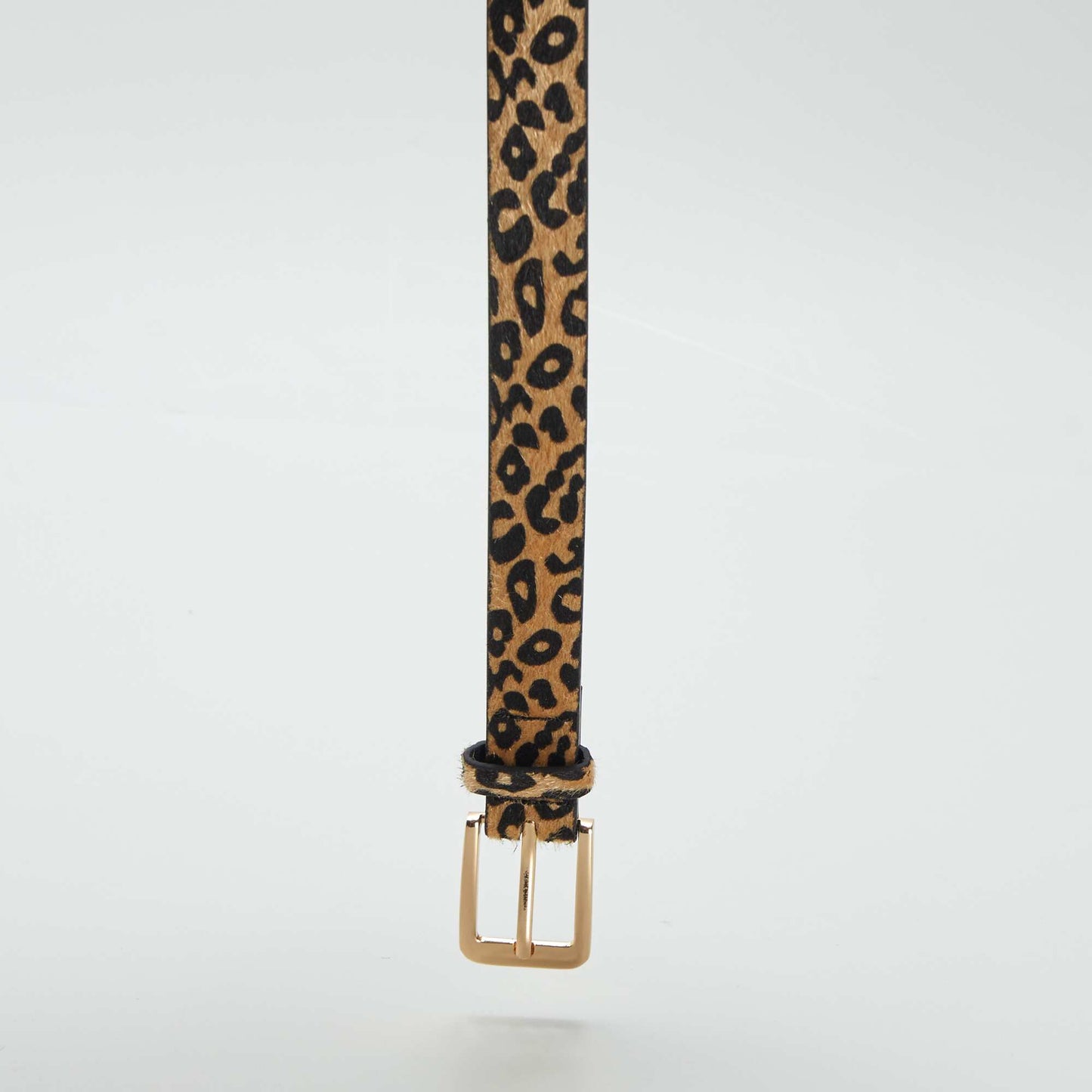 Cinturón fino estampado leopardo MARRON