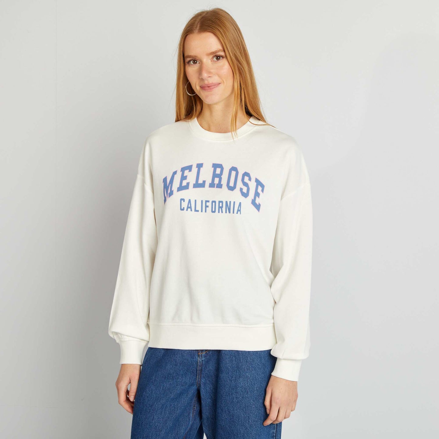Buzo estampada con cuello redondo BLANCO