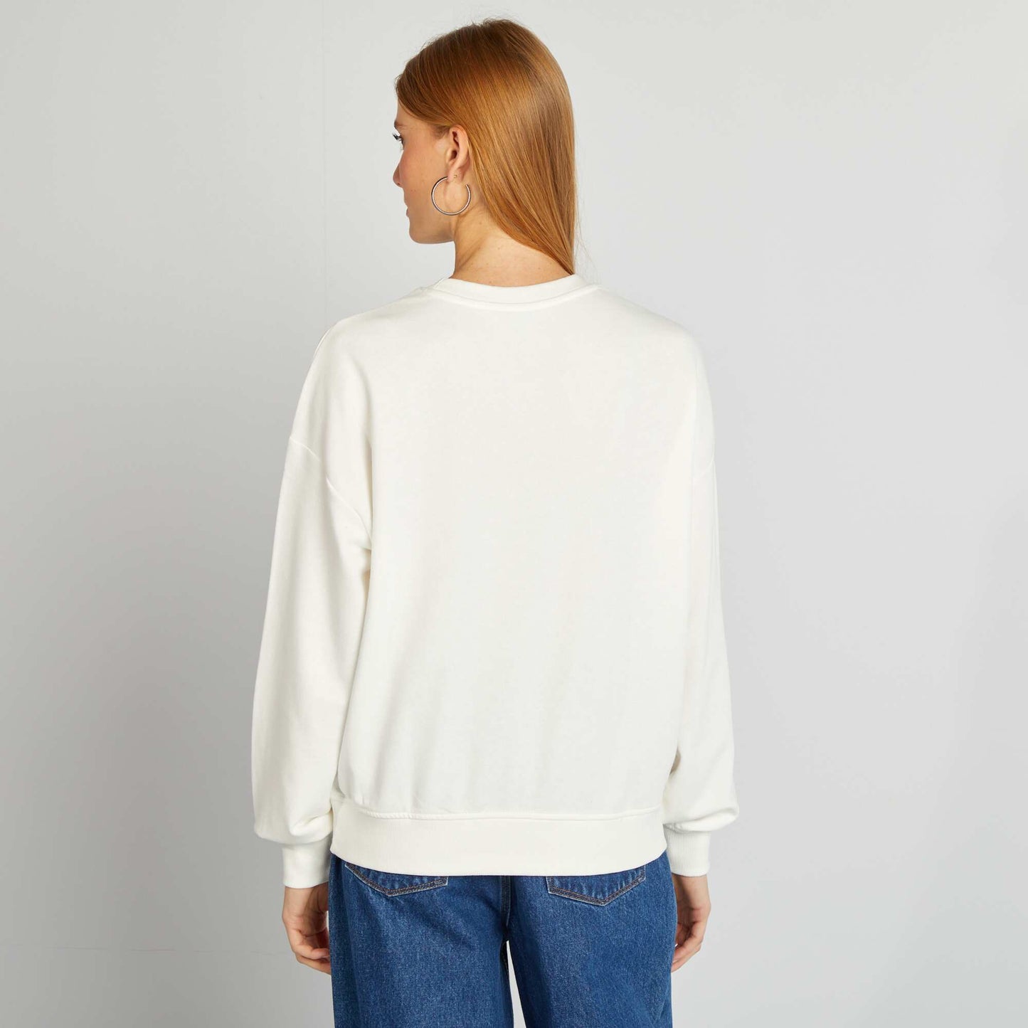 Buzo estampada con cuello redondo BLANCO