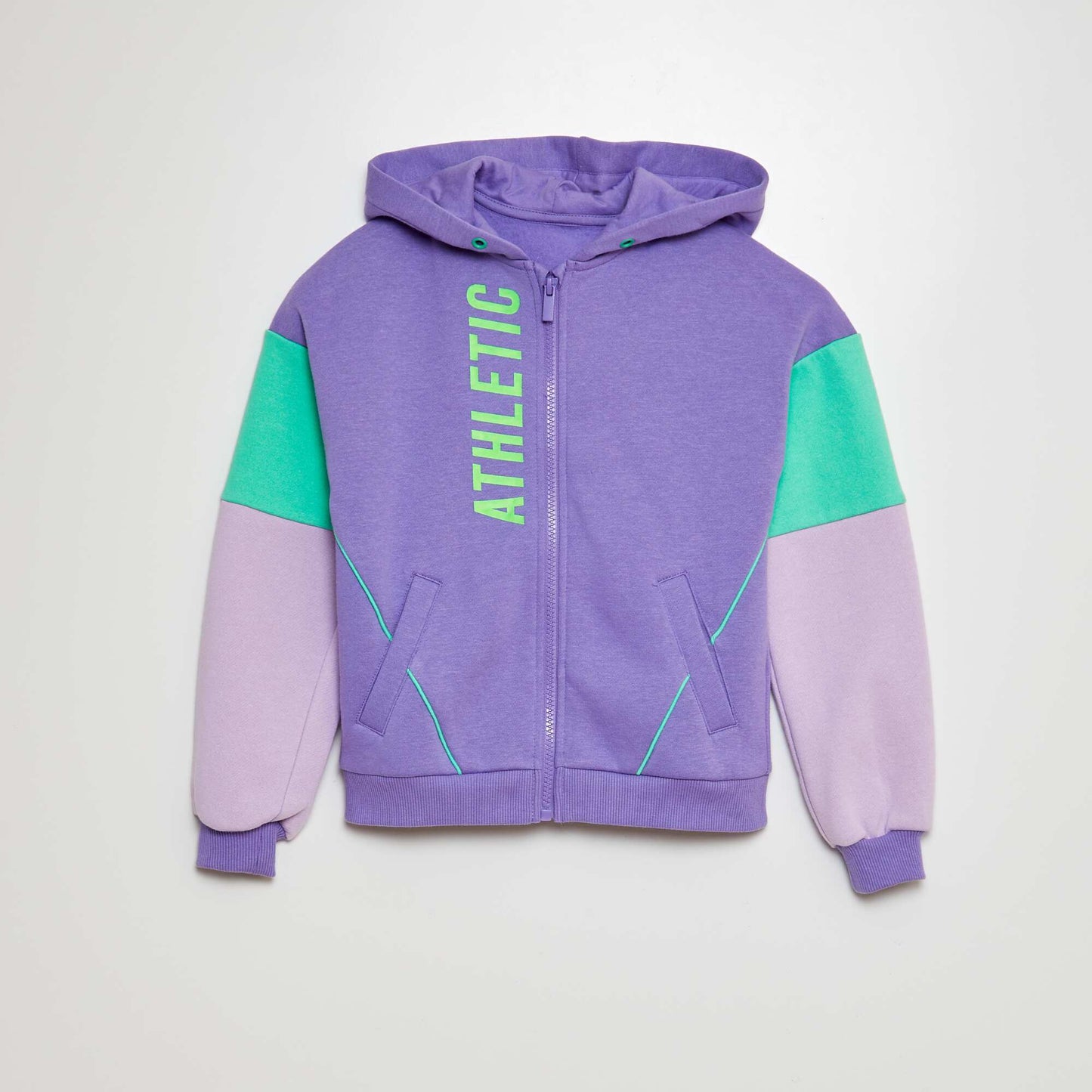 Buzo de chándal deportiva con cremallera y capucha PURPURA