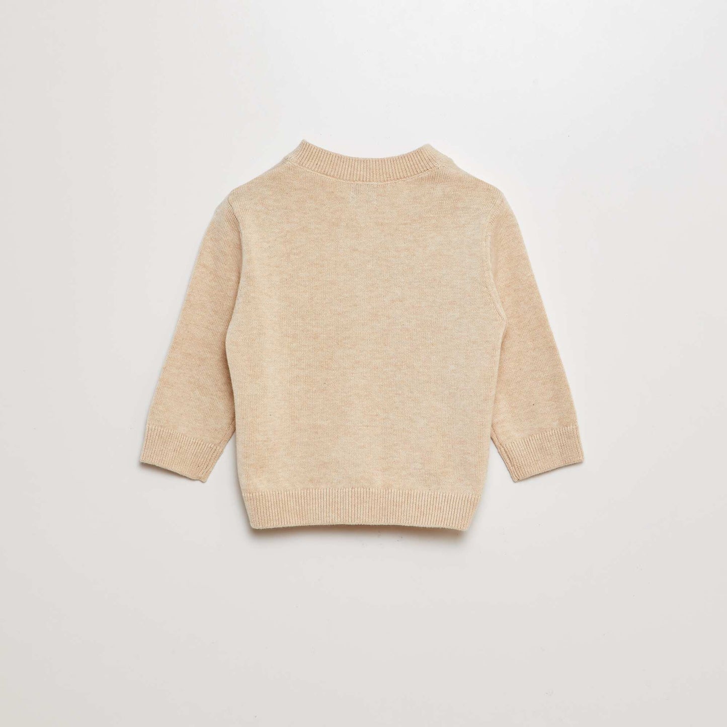 Chaqueta de punto con cuello de pico BEIGE