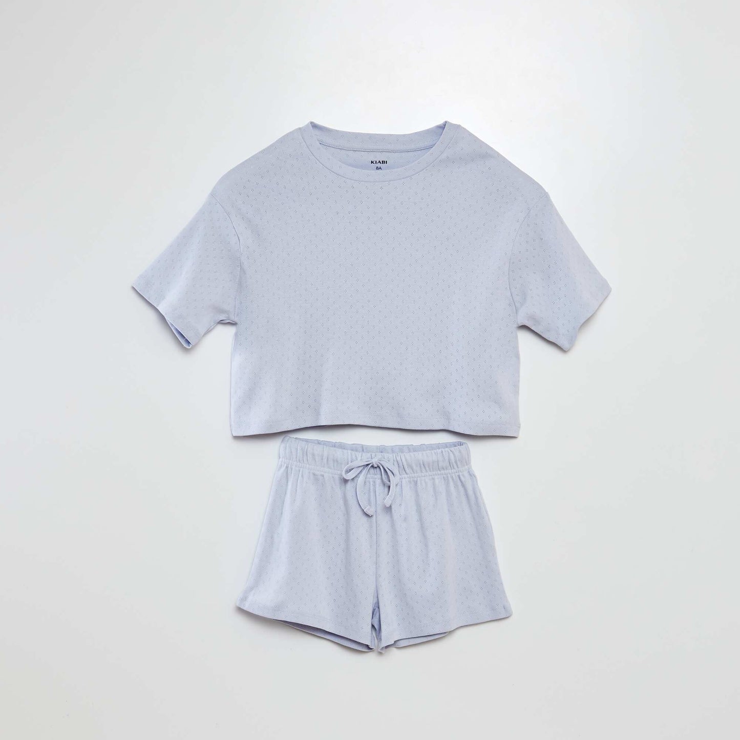 Pijama largo camiseta + pantalón de punto AZUL