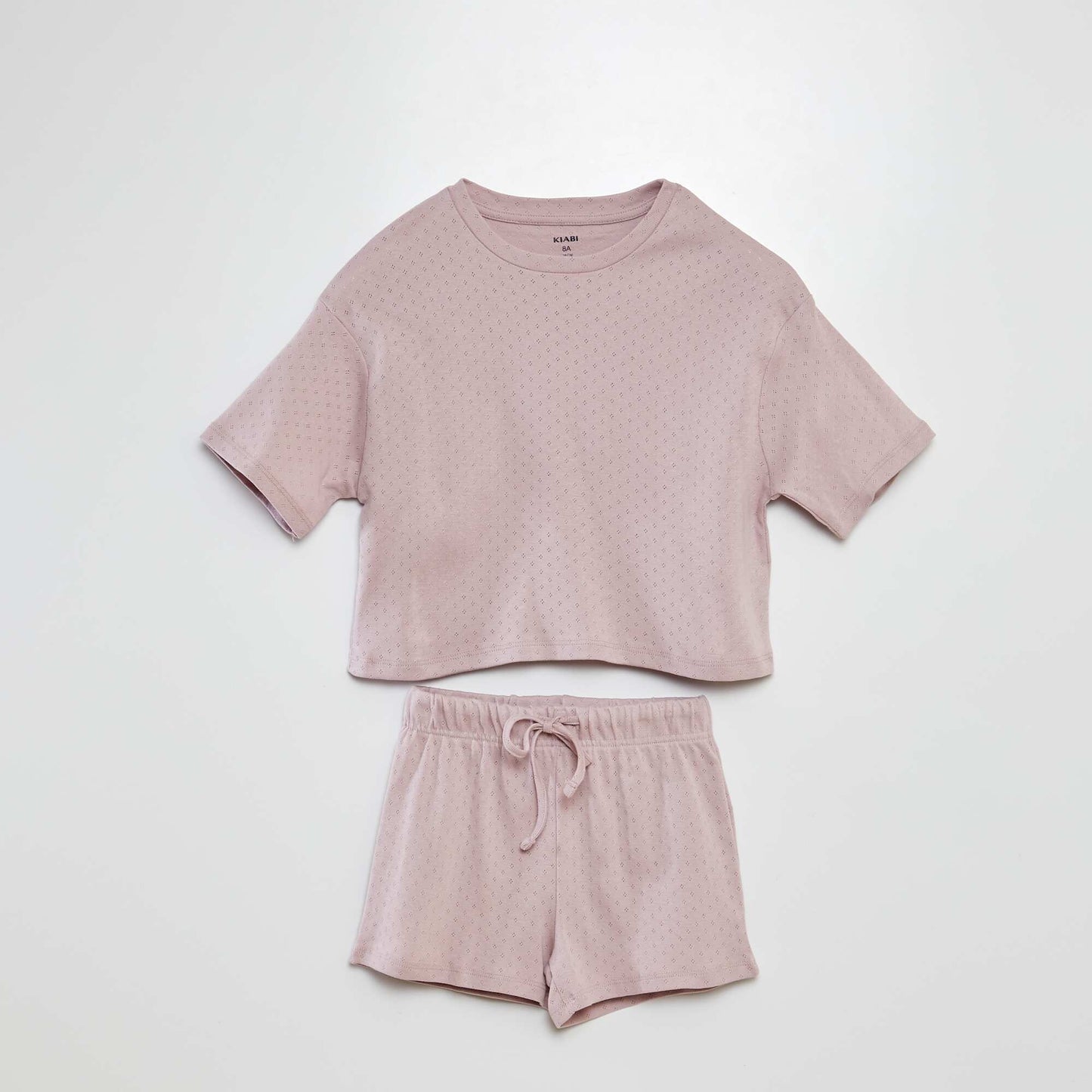 Pijama largo camiseta + pantalón de punto PURPURA