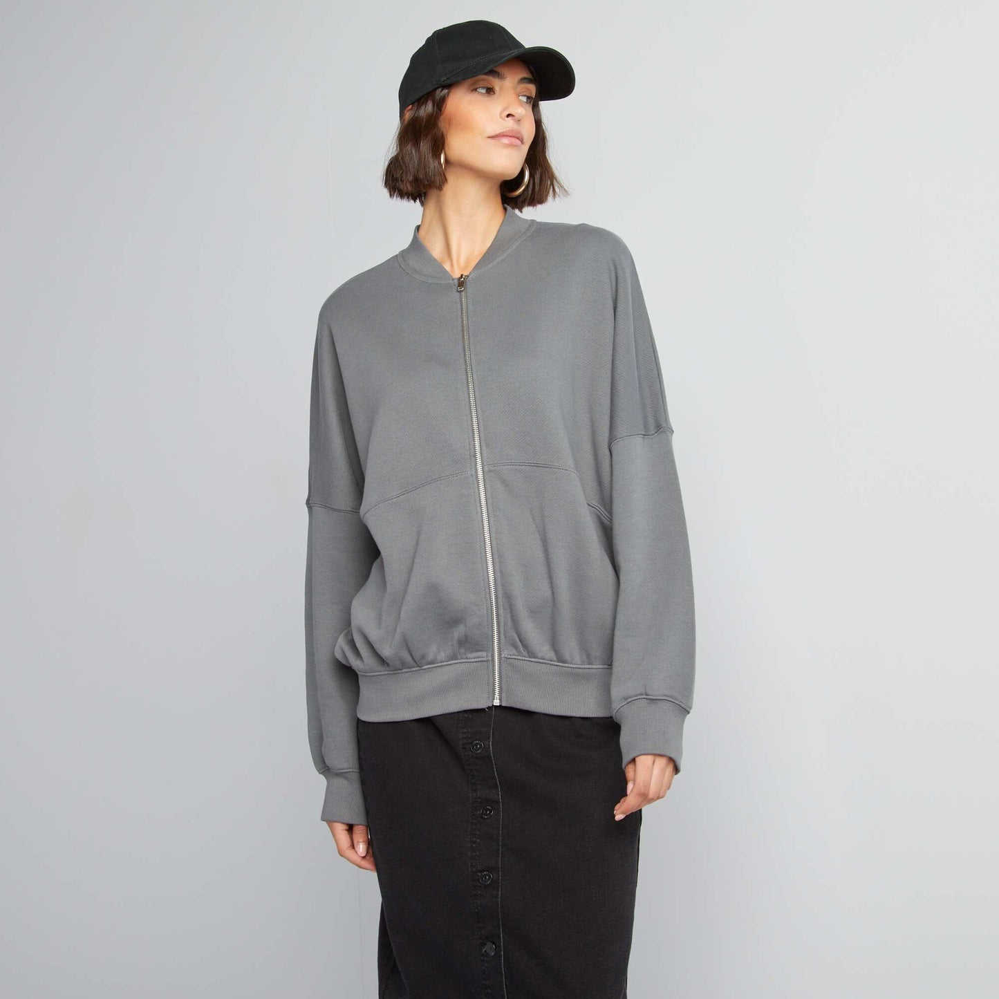 Buzo oversize con cremallera GRIS