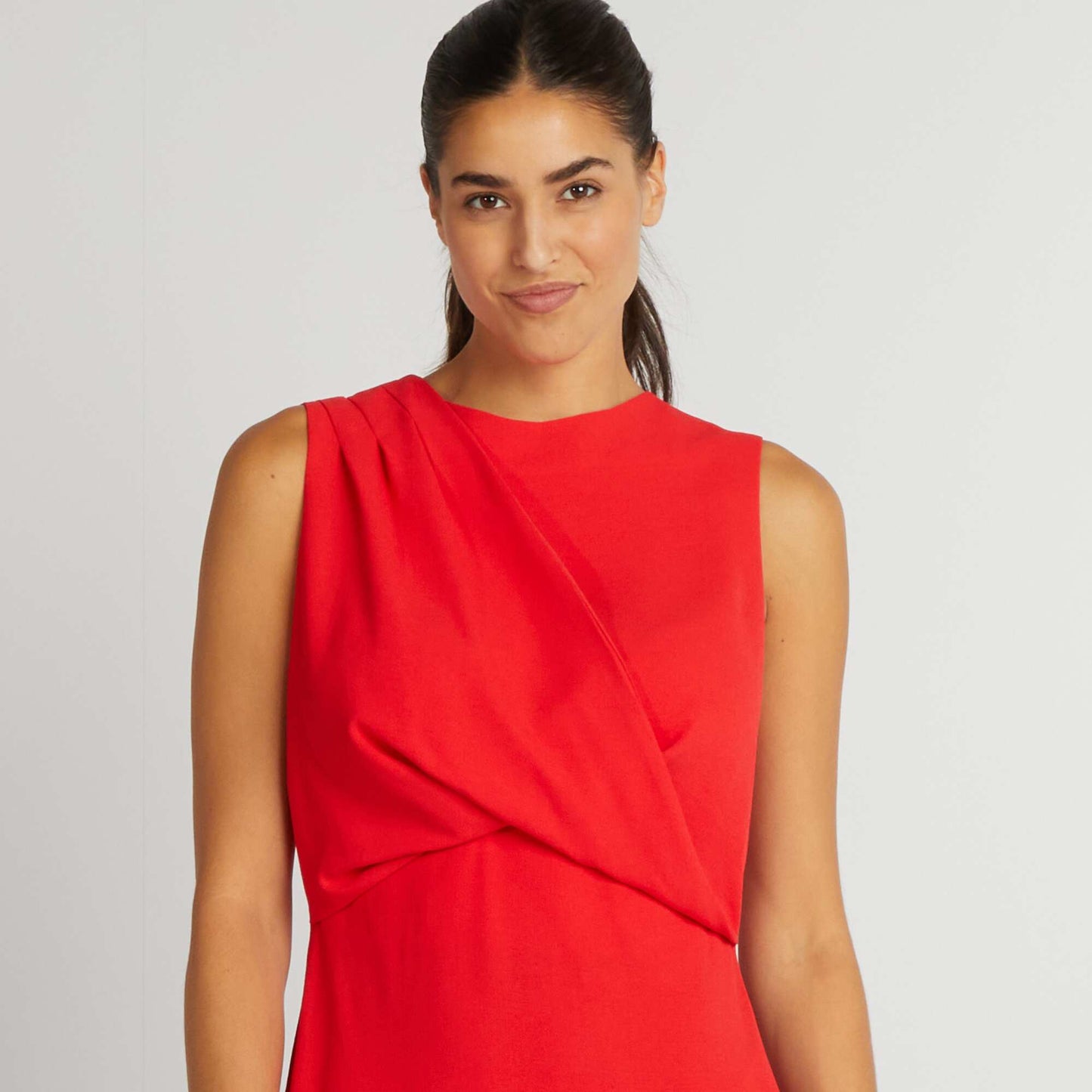 Vestido midi sin mangas ROJO