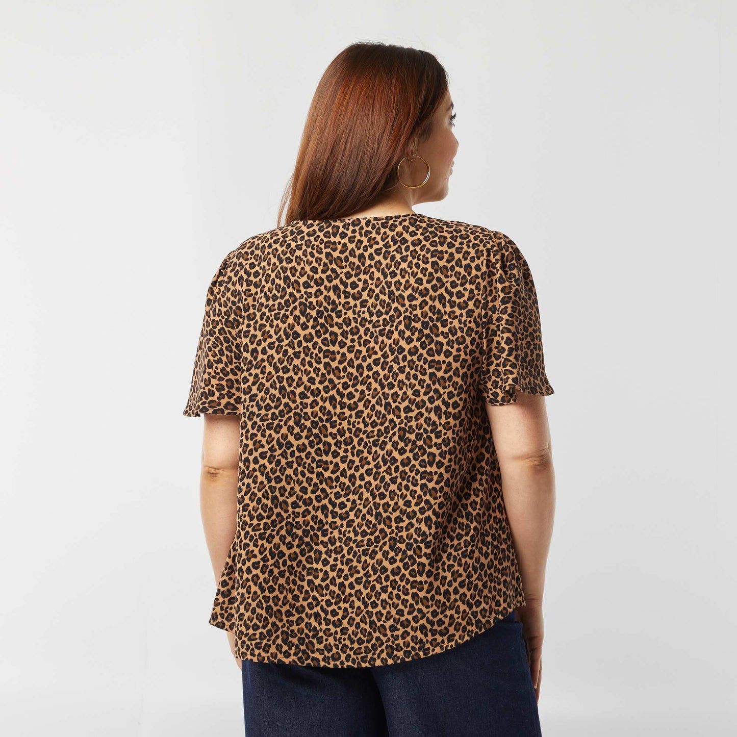 Blusa lisa de manga corta BEIGE