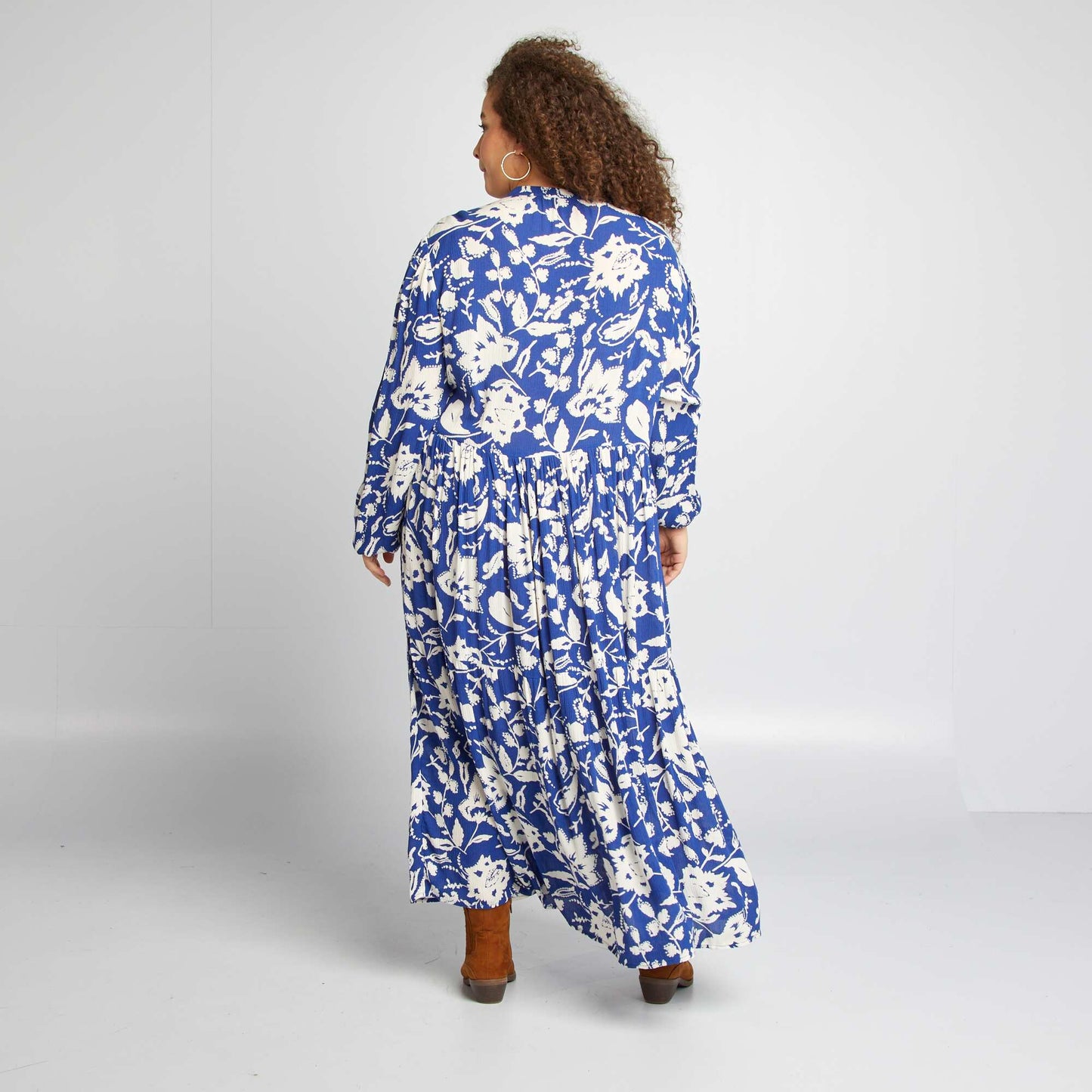 Vestido largo con estampado AZUL