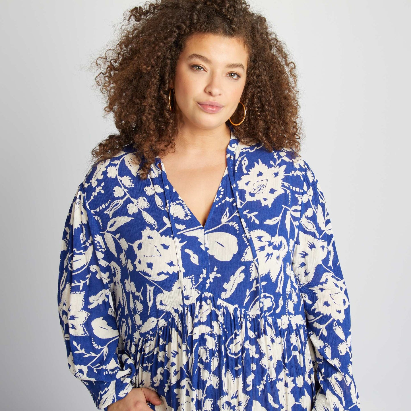 Vestido largo con estampado AZUL