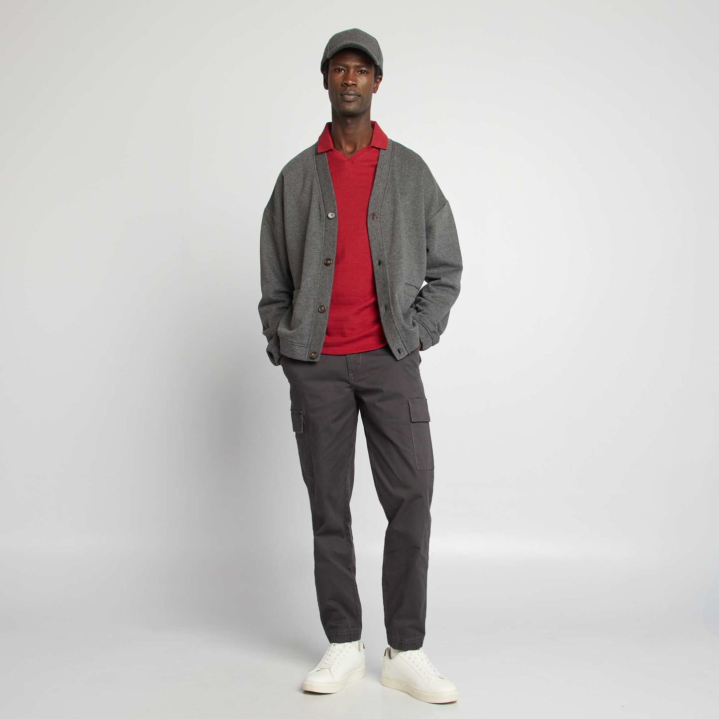 Chaqueta cárdigan de punto jaspeada GRIS