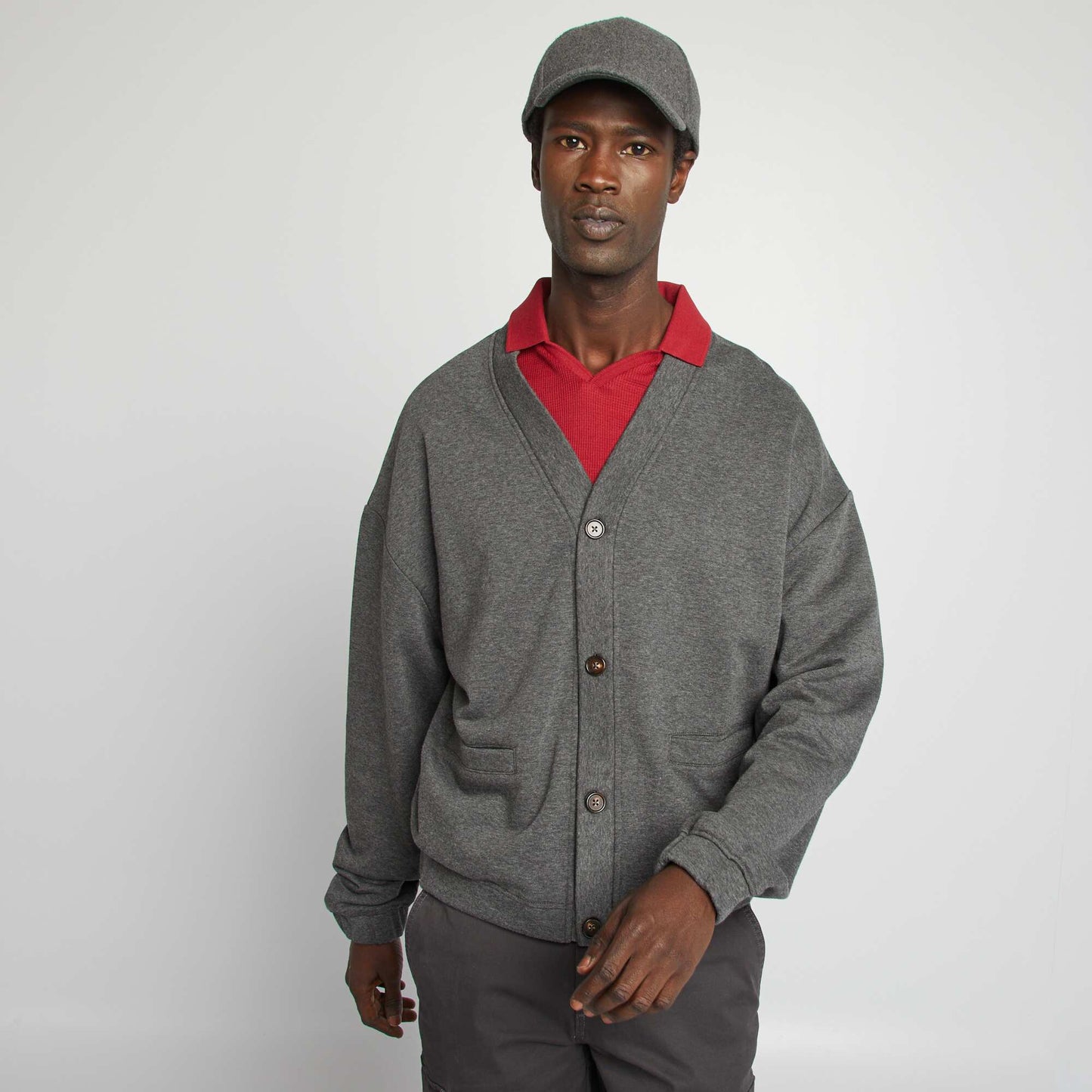 Chaqueta cárdigan de punto jaspeada GRIS