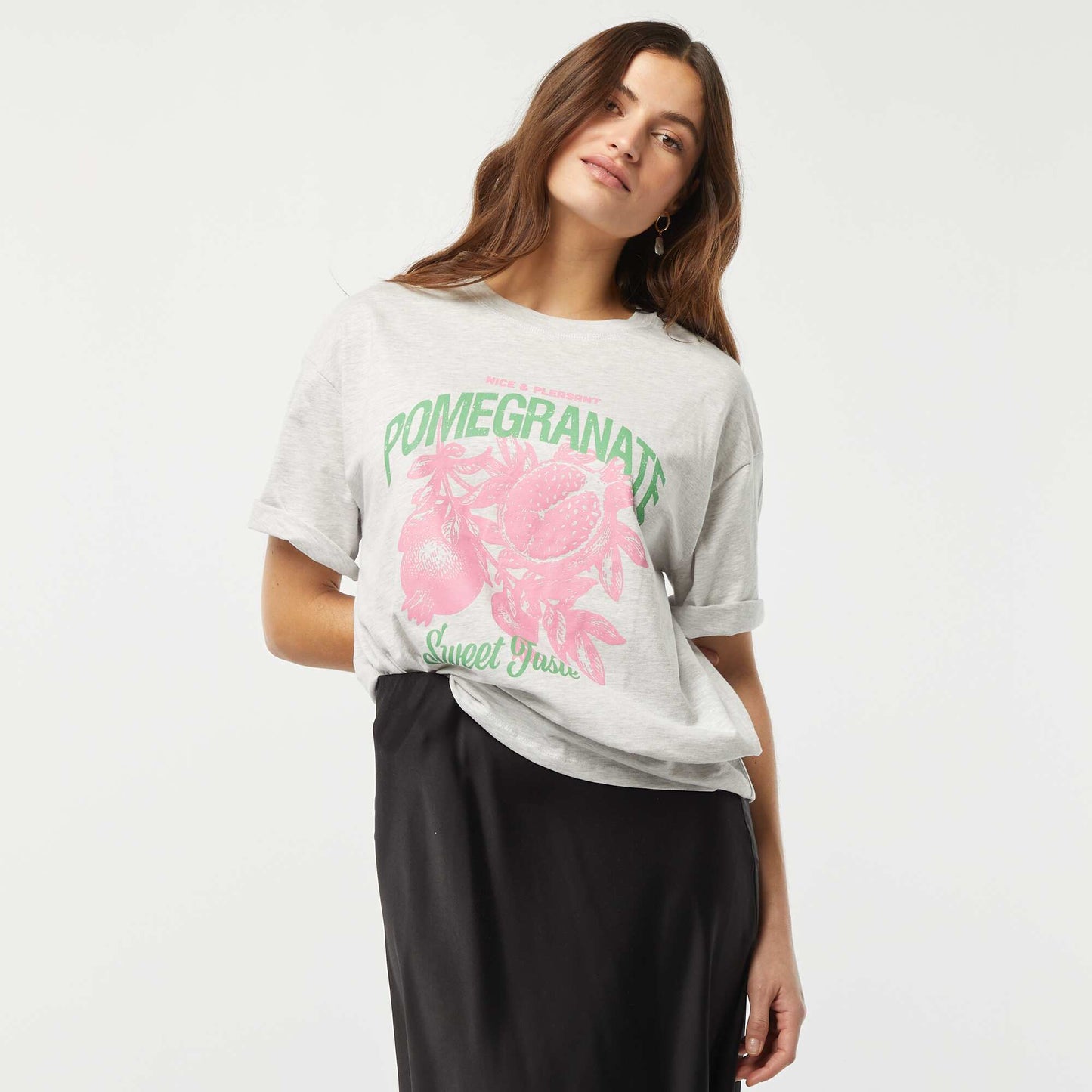 Camiseta de punto estampada de manga corta GRIS