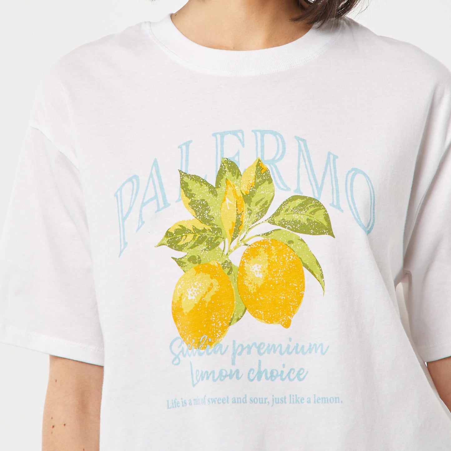 Camiseta de punto estampada de manga corta BLANCO