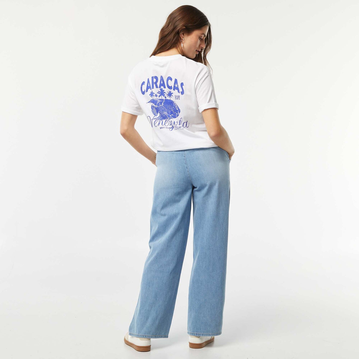 Camiseta de punto estampada de manga corta BLANCO