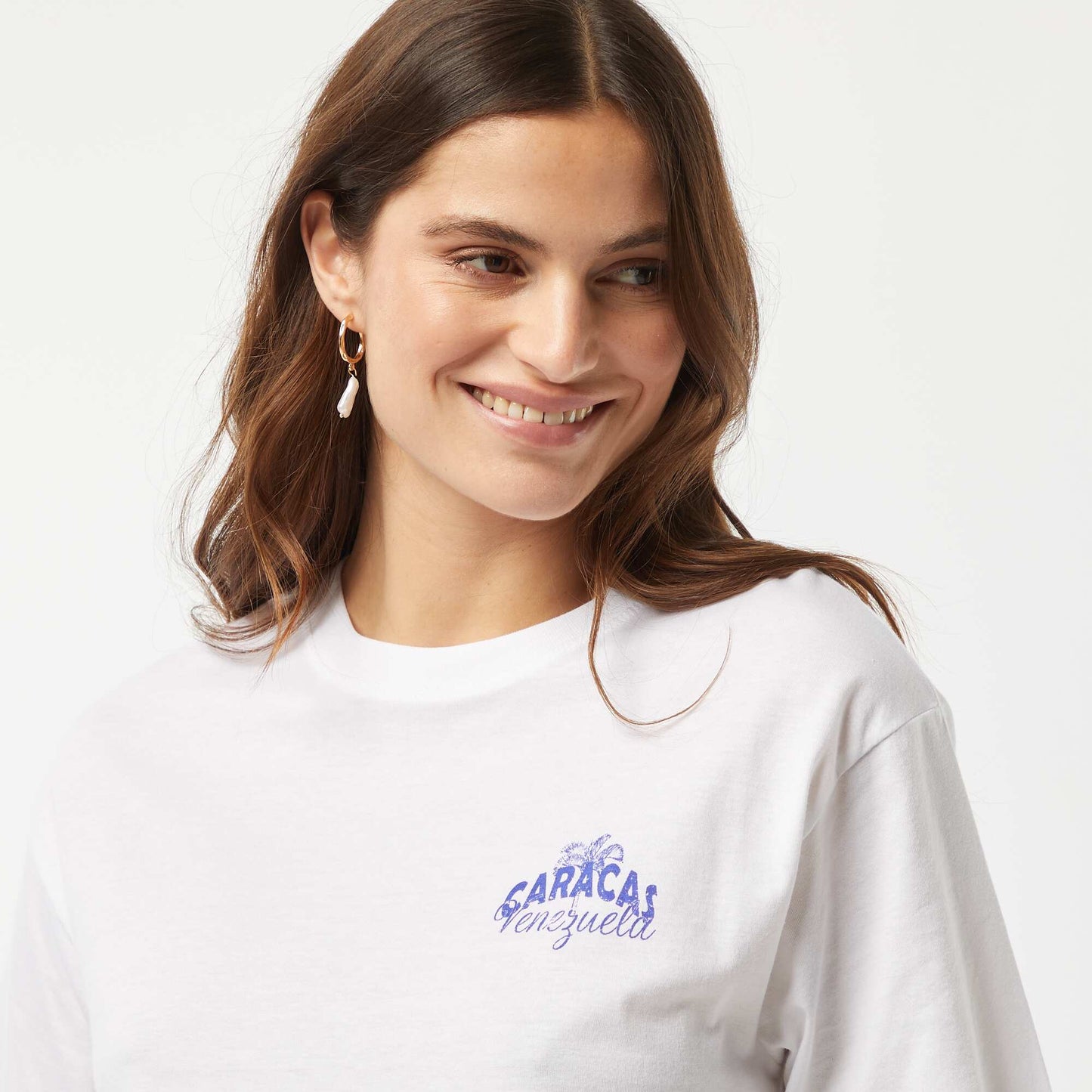 Camiseta de punto estampada de manga corta BLANCO