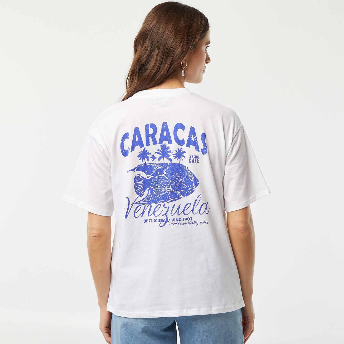 Camiseta de punto estampada de manga corta BLANCO