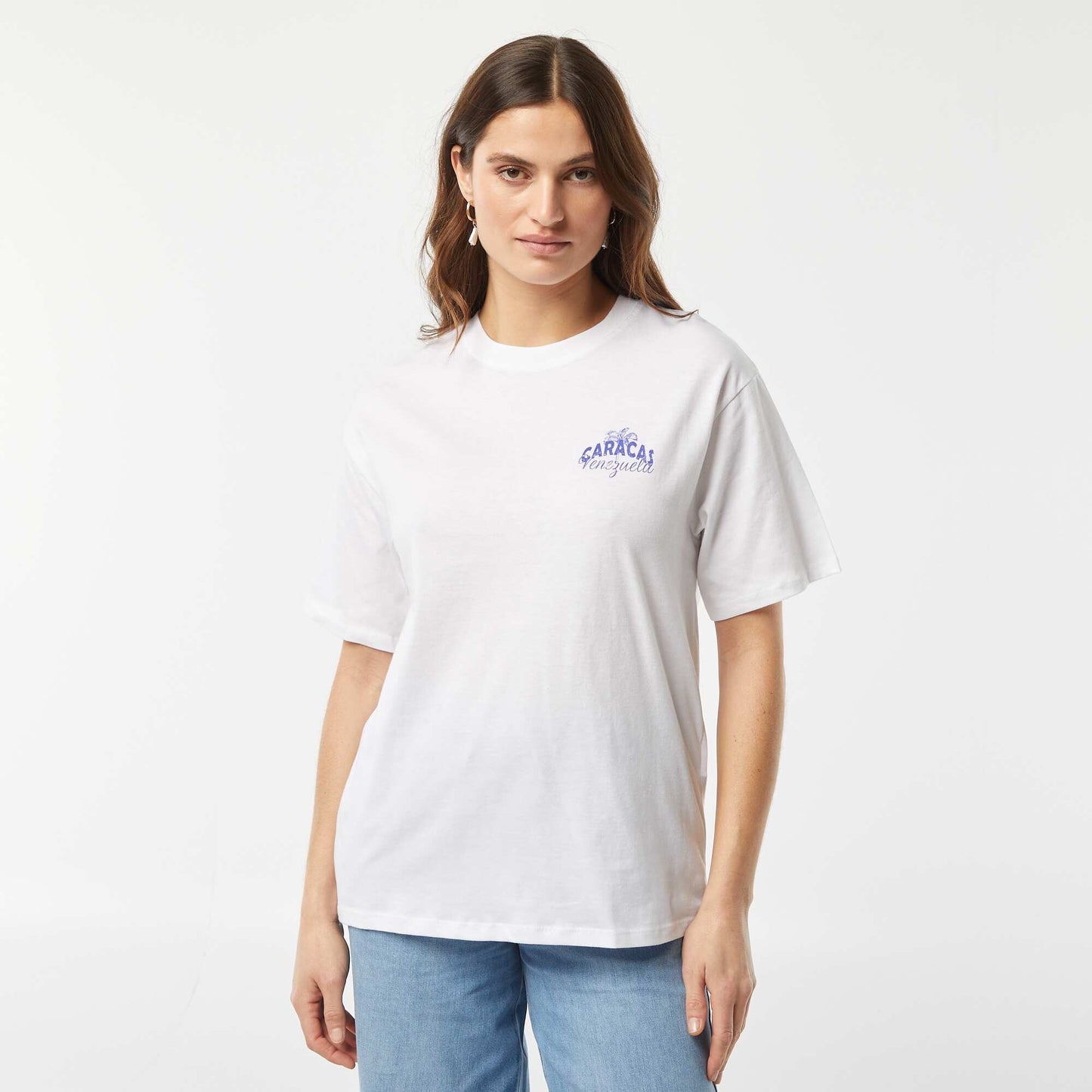 Camiseta de punto estampada de manga corta BLANCO