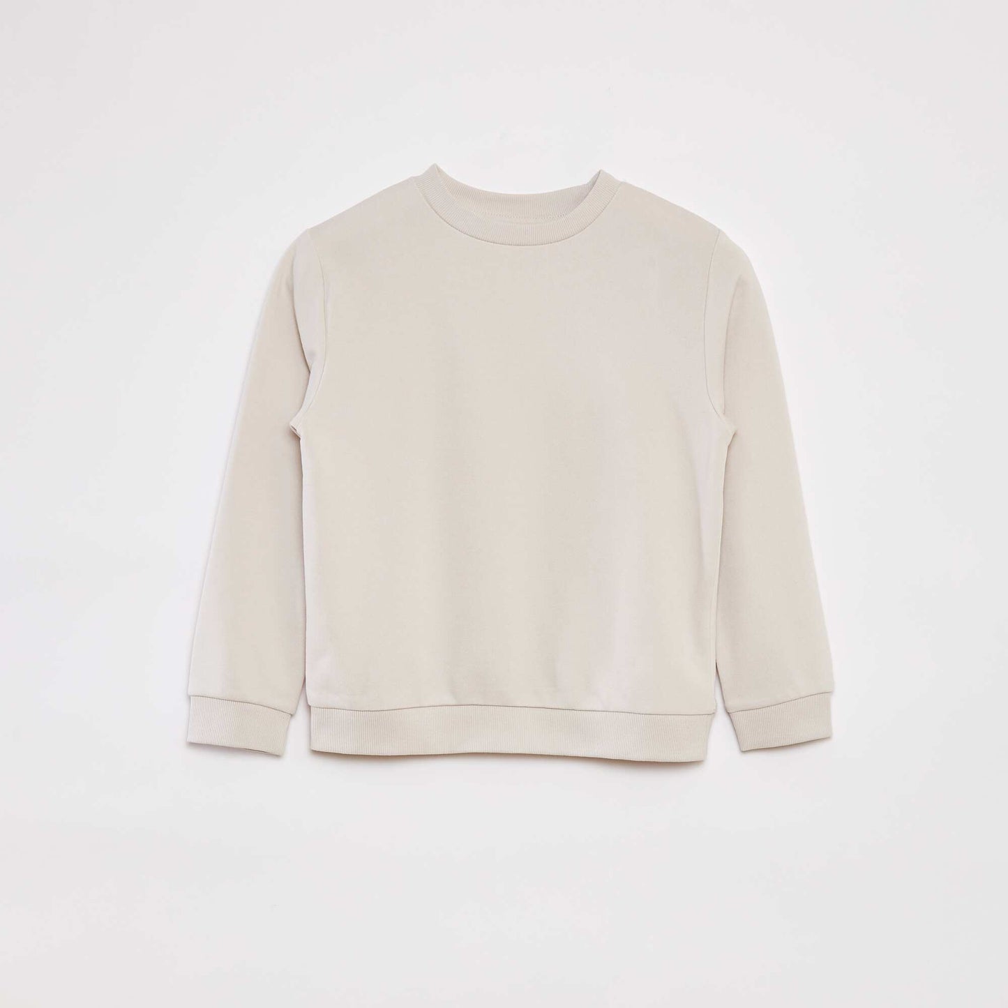 Buzo lisa de chándal con cuello redondo BEIGE