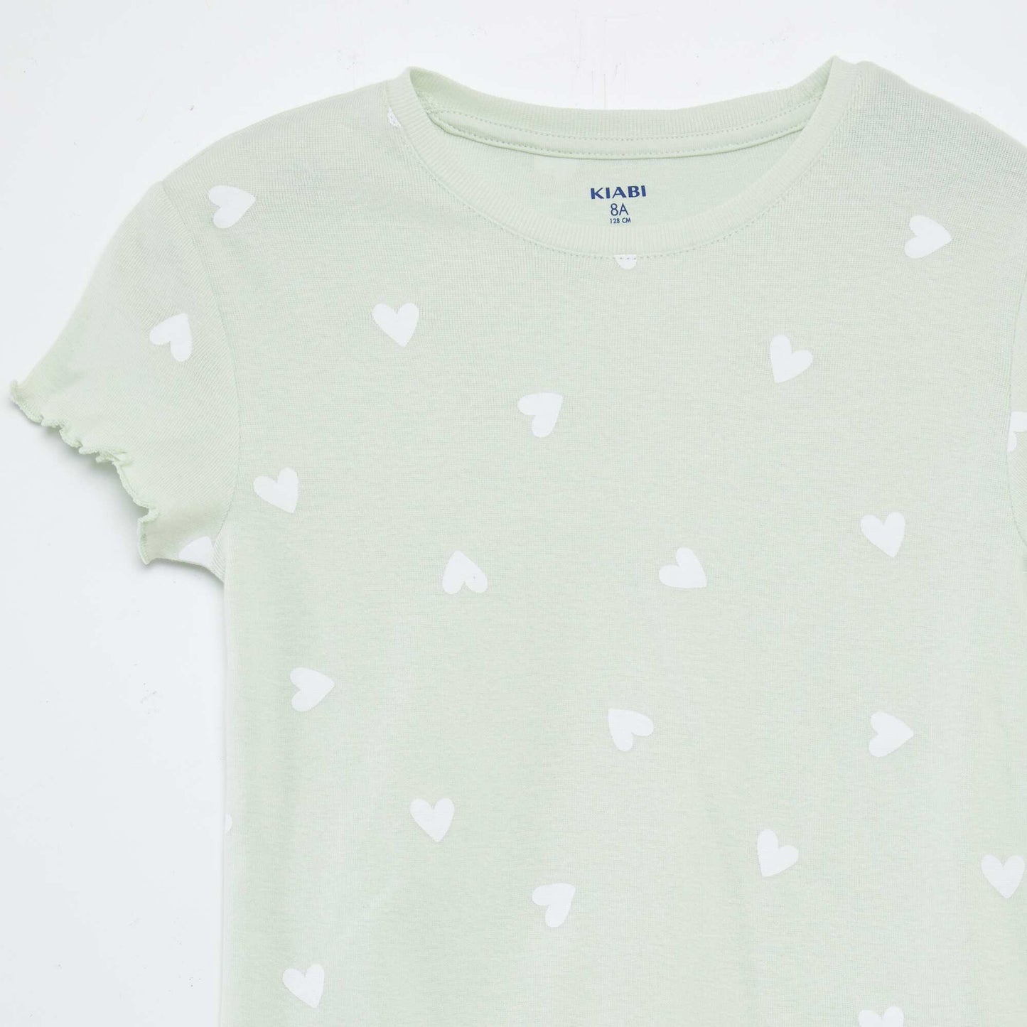 Pijama con camiseta + short con estampado y bordes festoneados - 2 piezas VERDE