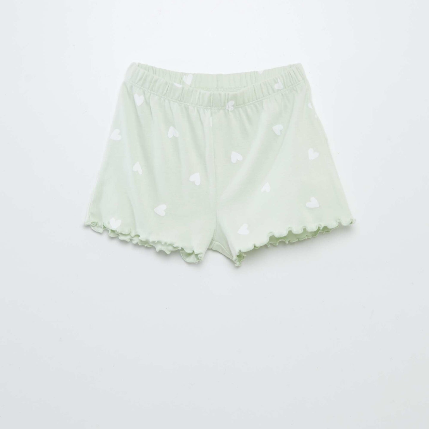 Pijama con camiseta + short con estampado y bordes festoneados - 2 piezas VERDE